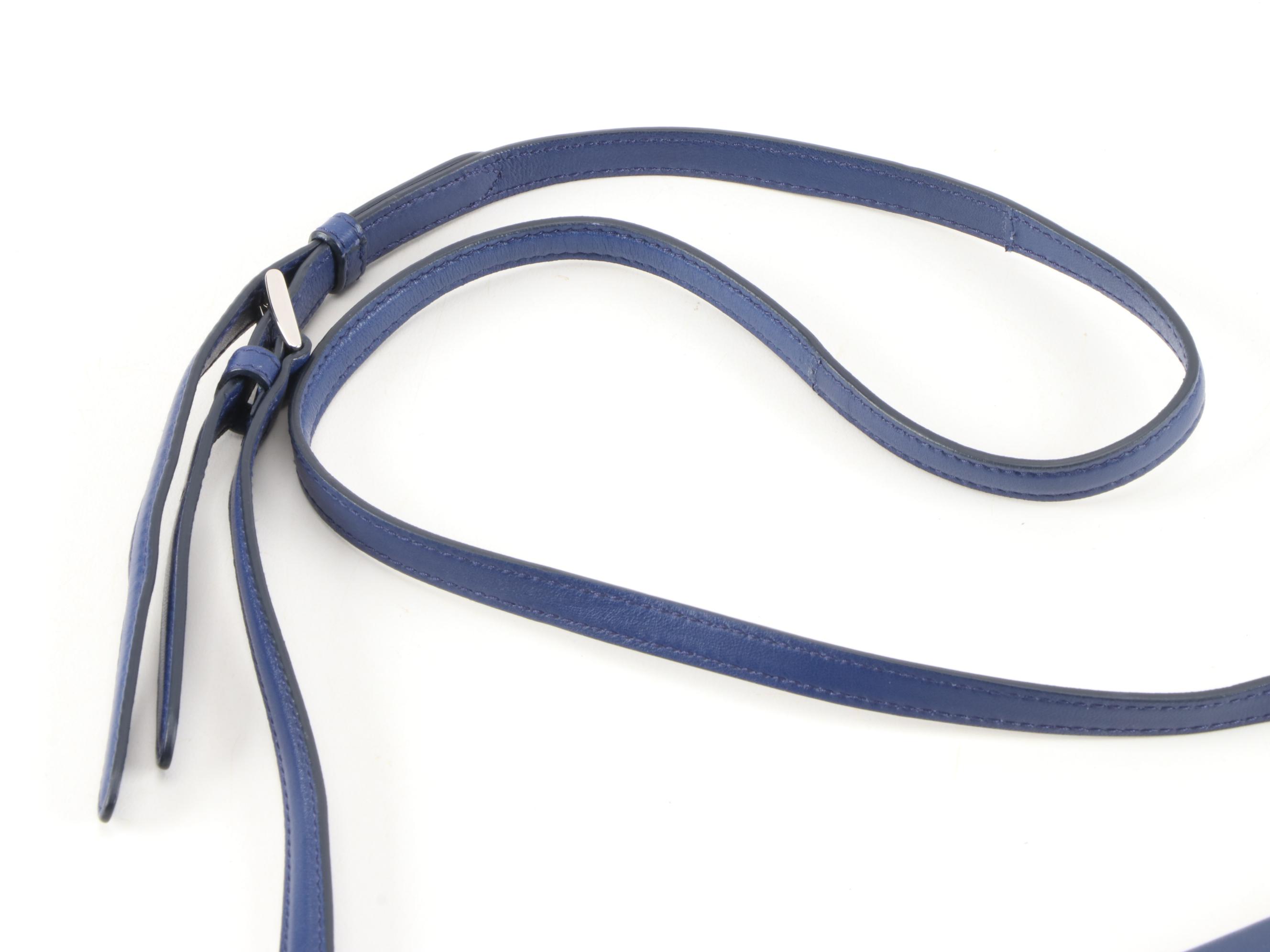 Prada Double Turnlock Fringe Flap Bag in Blue Leather