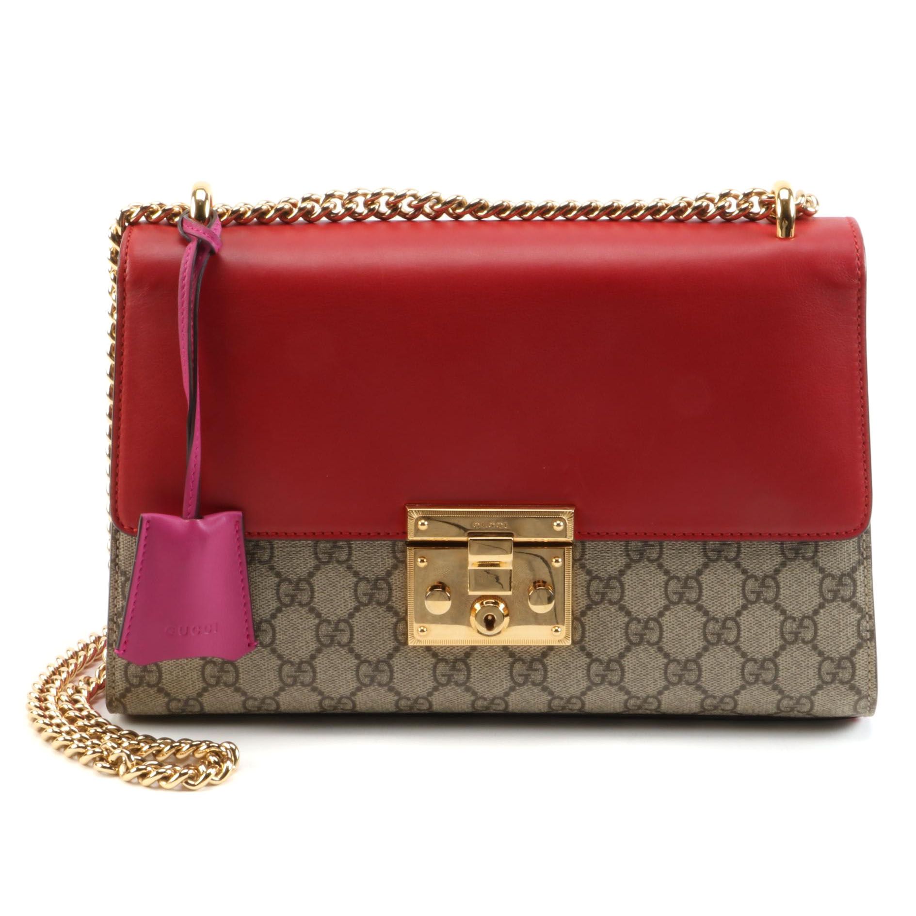 Gucci GG Supreme Canvas and Leather Medium Padlock Shoulder Bag