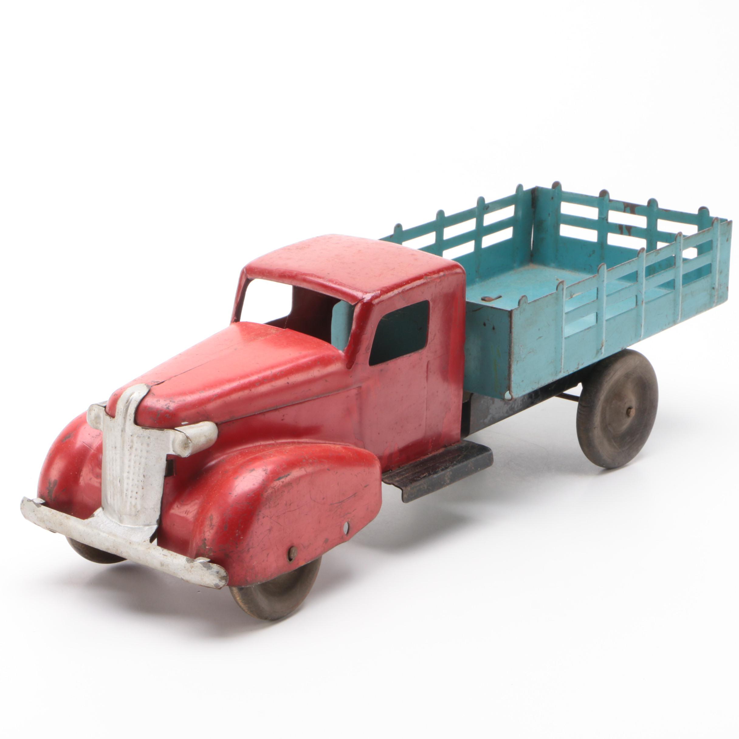 Pressed Steel Stake Bed Farm Truck Attributed to Wyandotte, 1940s