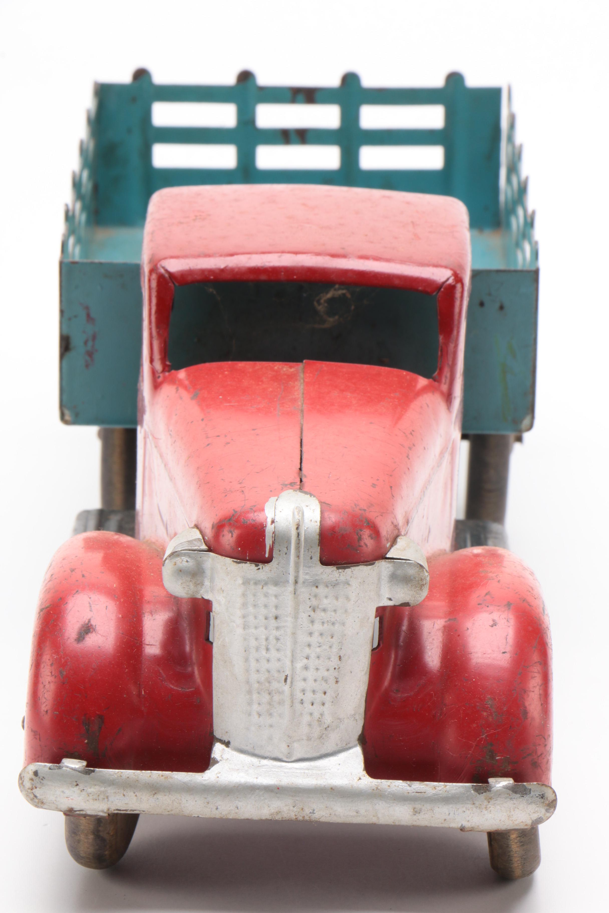 Pressed Steel Stake Bed Farm Truck Attributed to Wyandotte, 1940s