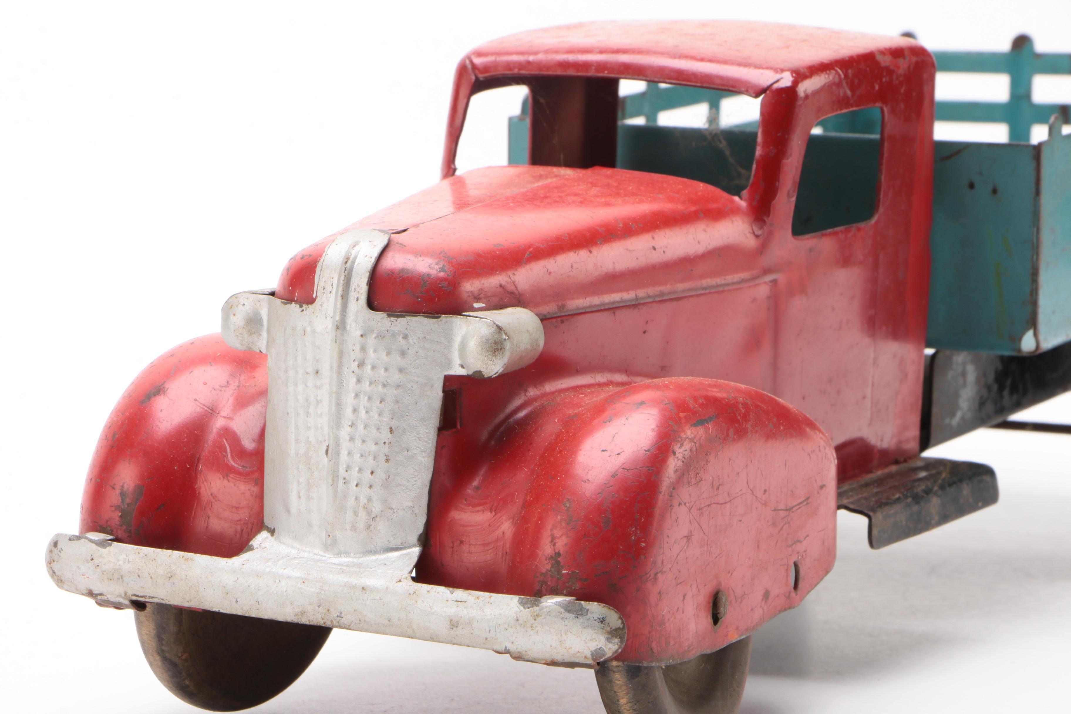 Pressed Steel Stake Bed Farm Truck Attributed to Wyandotte, 1940s