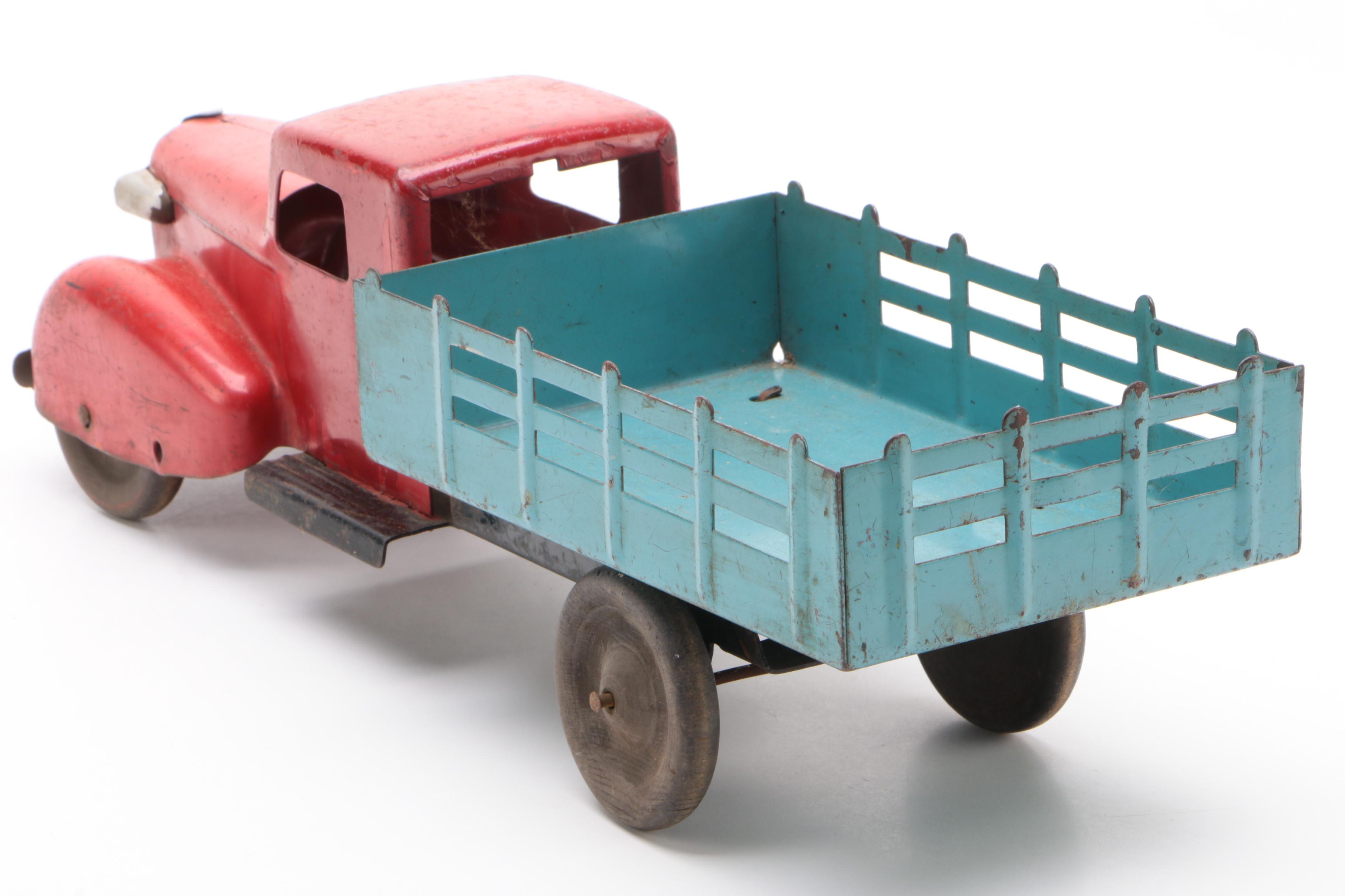 Pressed Steel Stake Bed Farm Truck Attributed to Wyandotte, 1940s