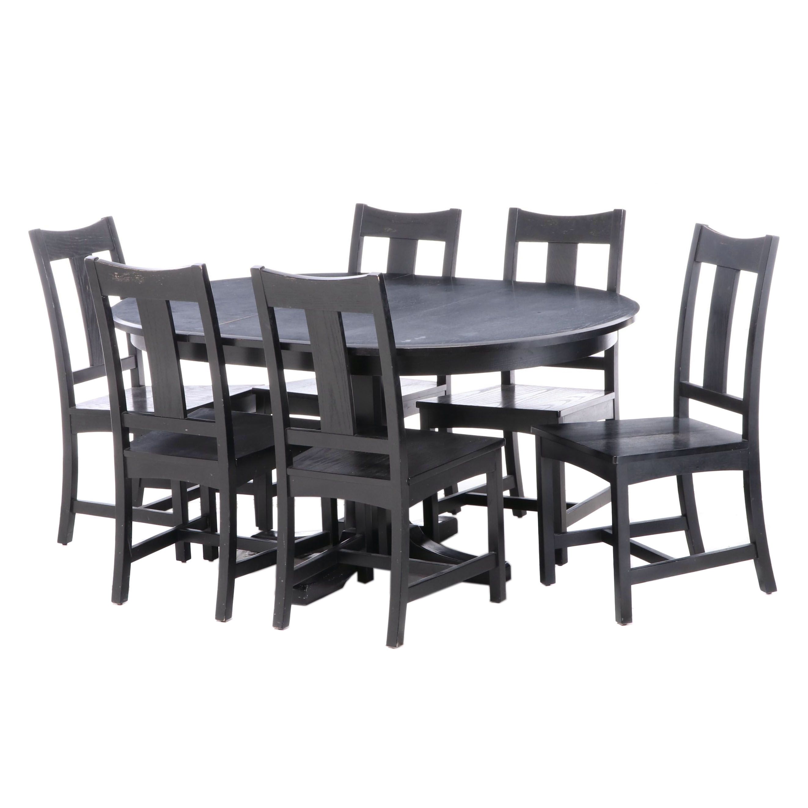 Crate & Barrel Contemporary Ebonized Wood Dining Set