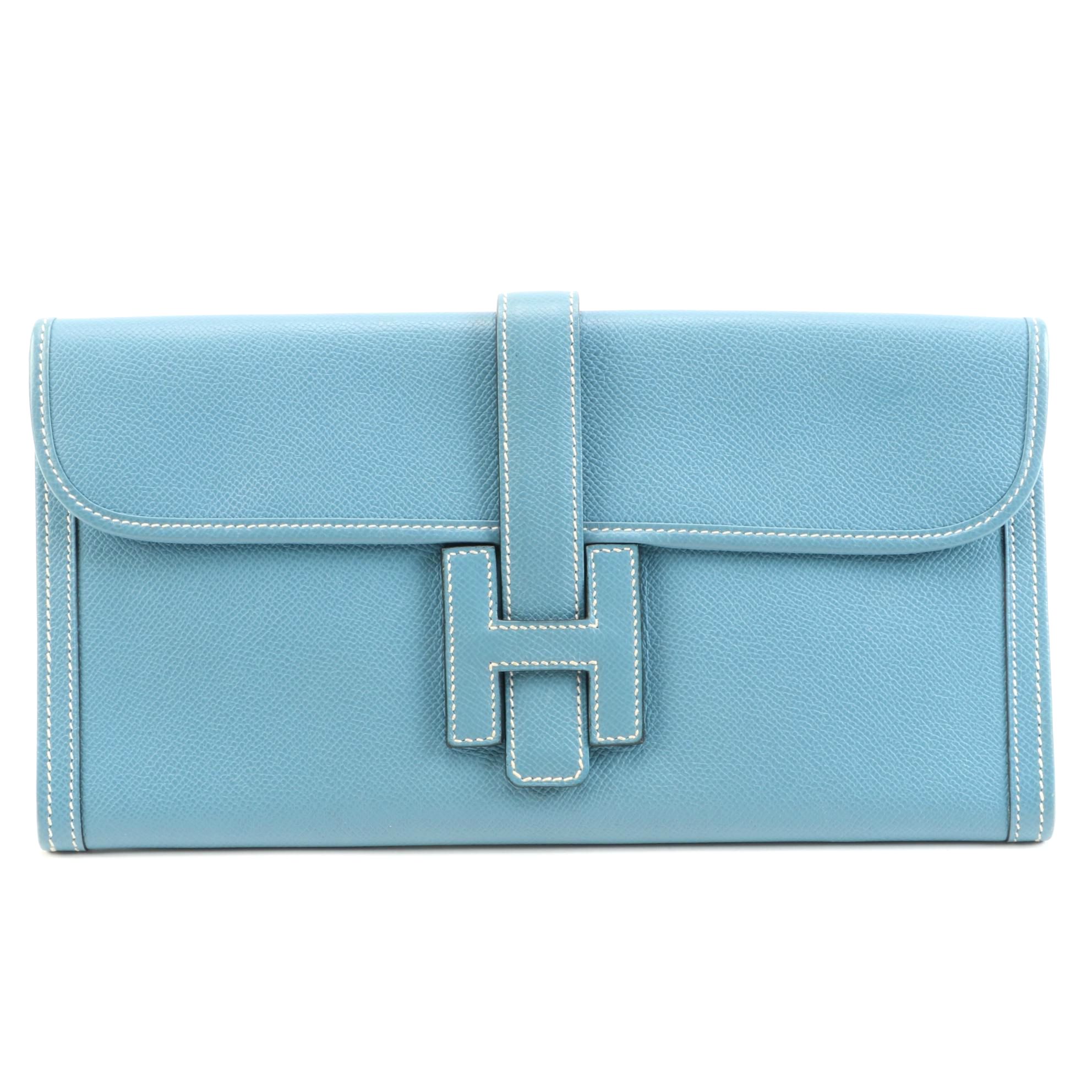 Hermès Jige Elan 29 Clutch in Blue Epsom Leather