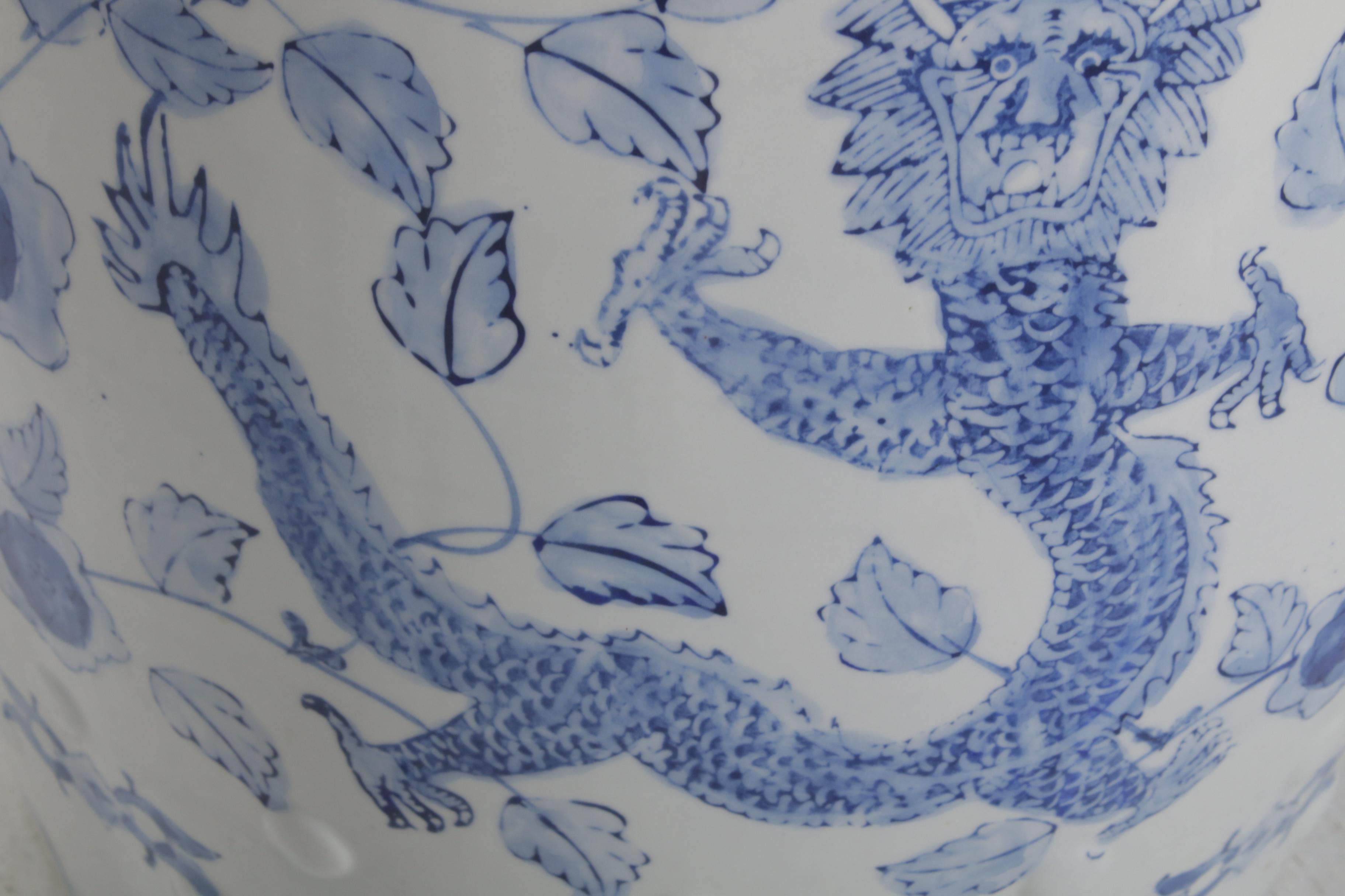 Chinese Blue and White Phoenix Motif Ceramic Garden Seats
