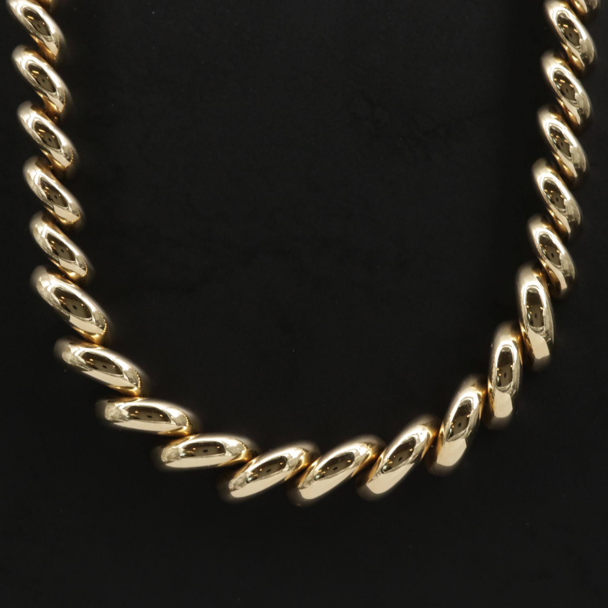 14K Gold Graduated San Marco Chain Necklace