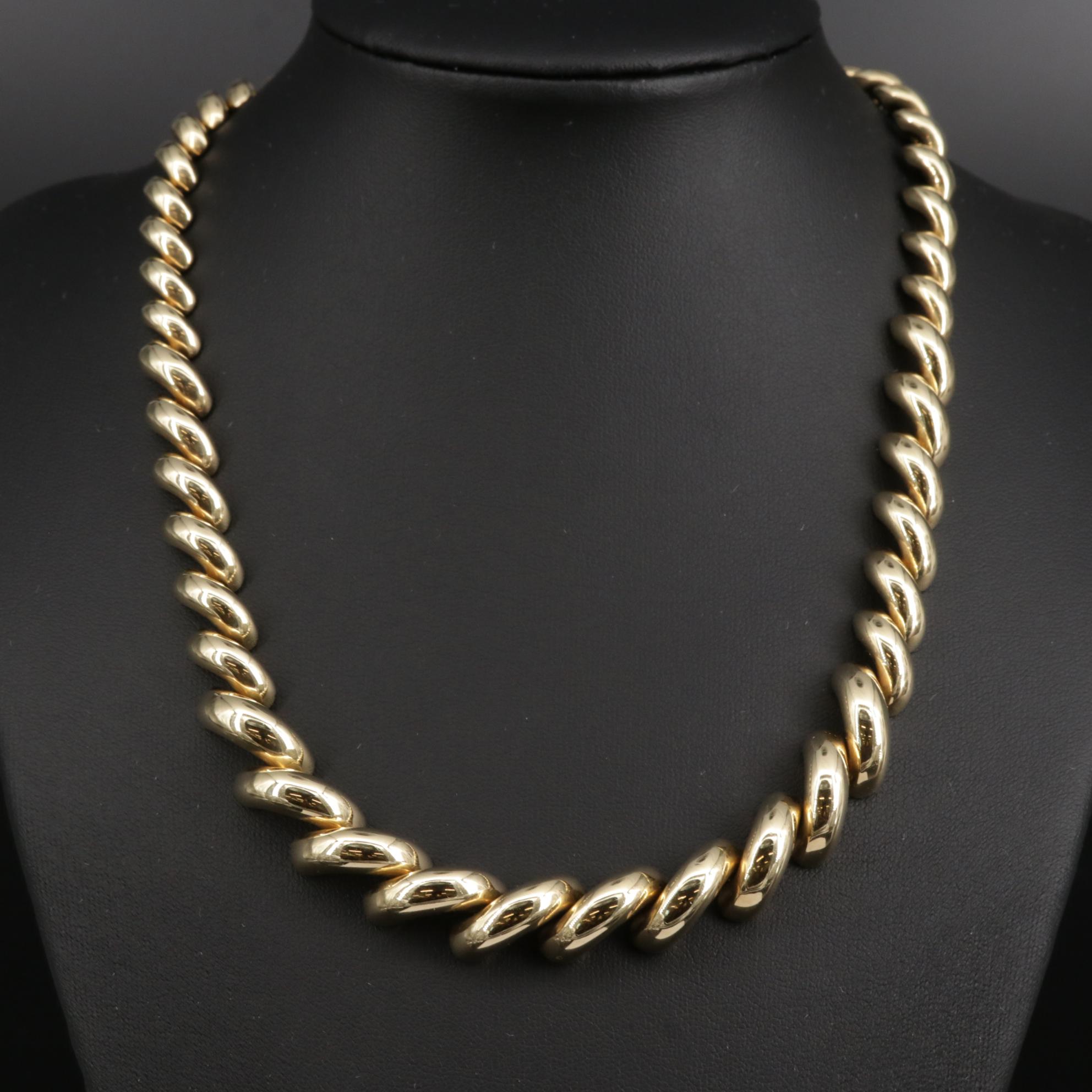 14K Gold Graduated San Marco Chain Necklace