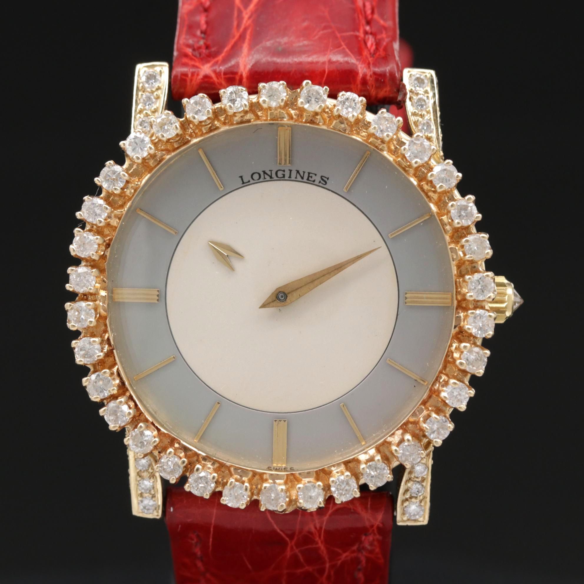 Vintage Longines 14K Gold and 2.00 CTW Diamond Mystery Hand Watch