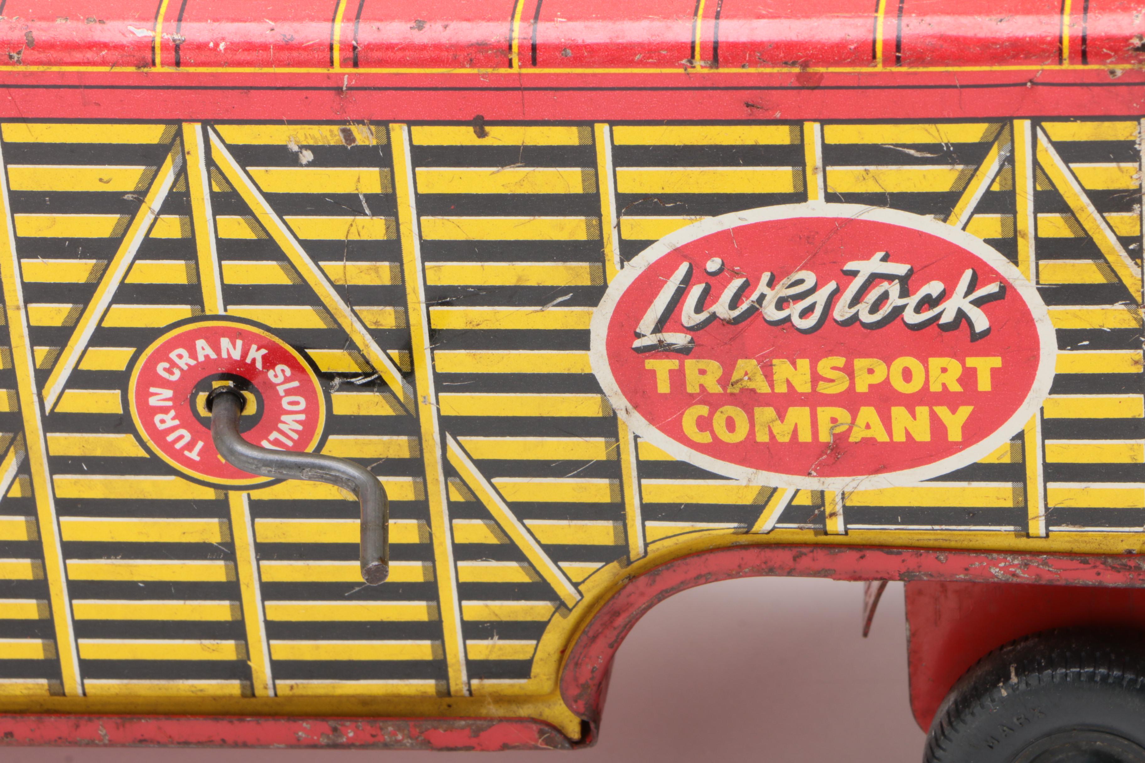 Marx Tin Lithograph Livestock Transport Company Dodge Toy Truck, 1950s