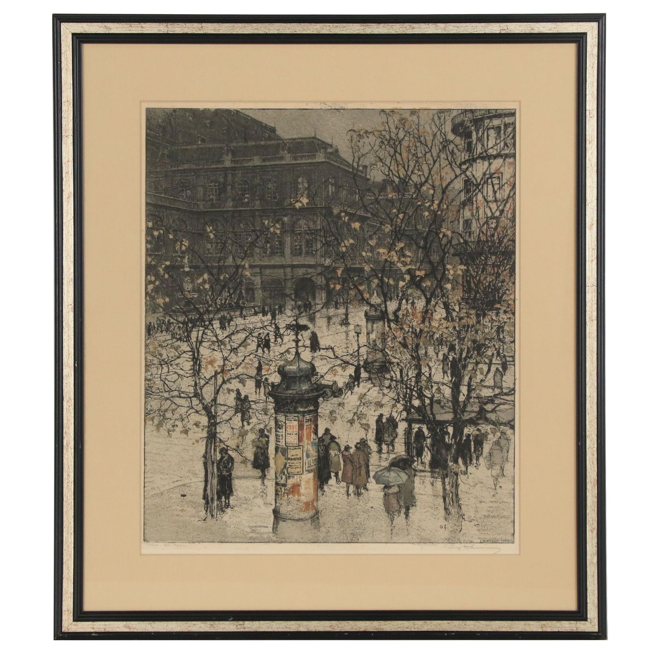 Luigi Kasimir Etching "Vienna Opera House", 1922