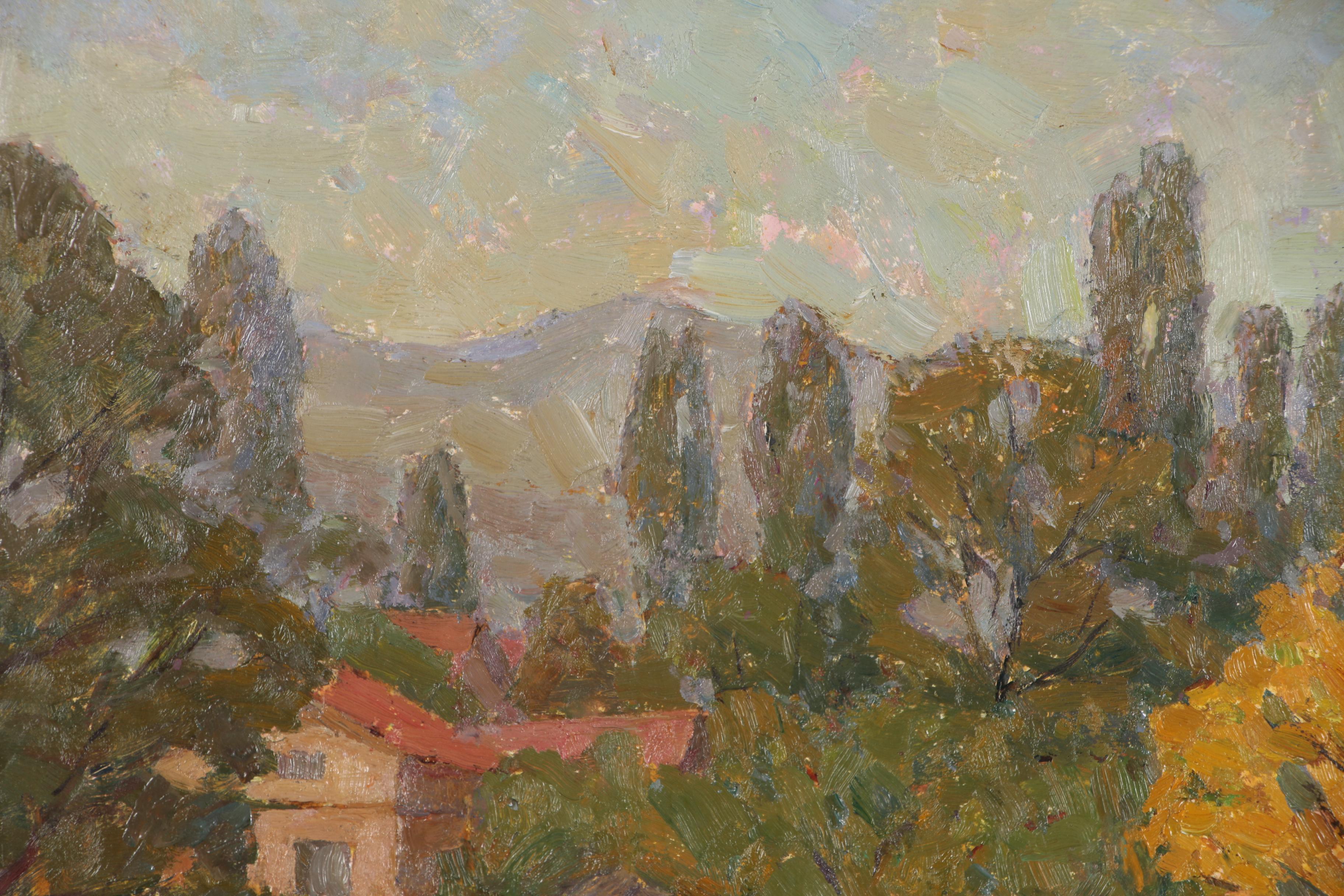 Vladimir Gorbunov Oil Painting "Bulgarian Village", Mid to Late 20th Century