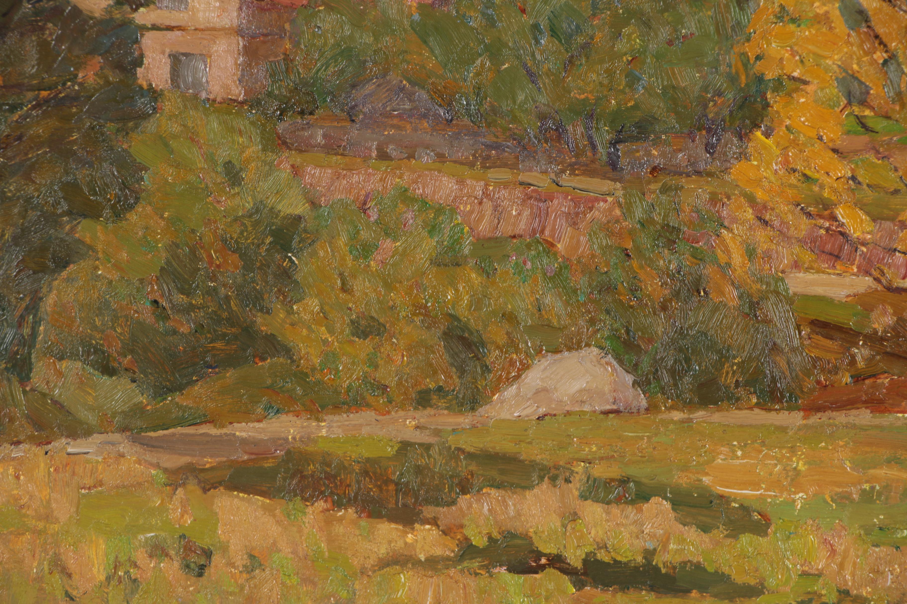 Vladimir Gorbunov Oil Painting "Bulgarian Village", Mid to Late 20th Century