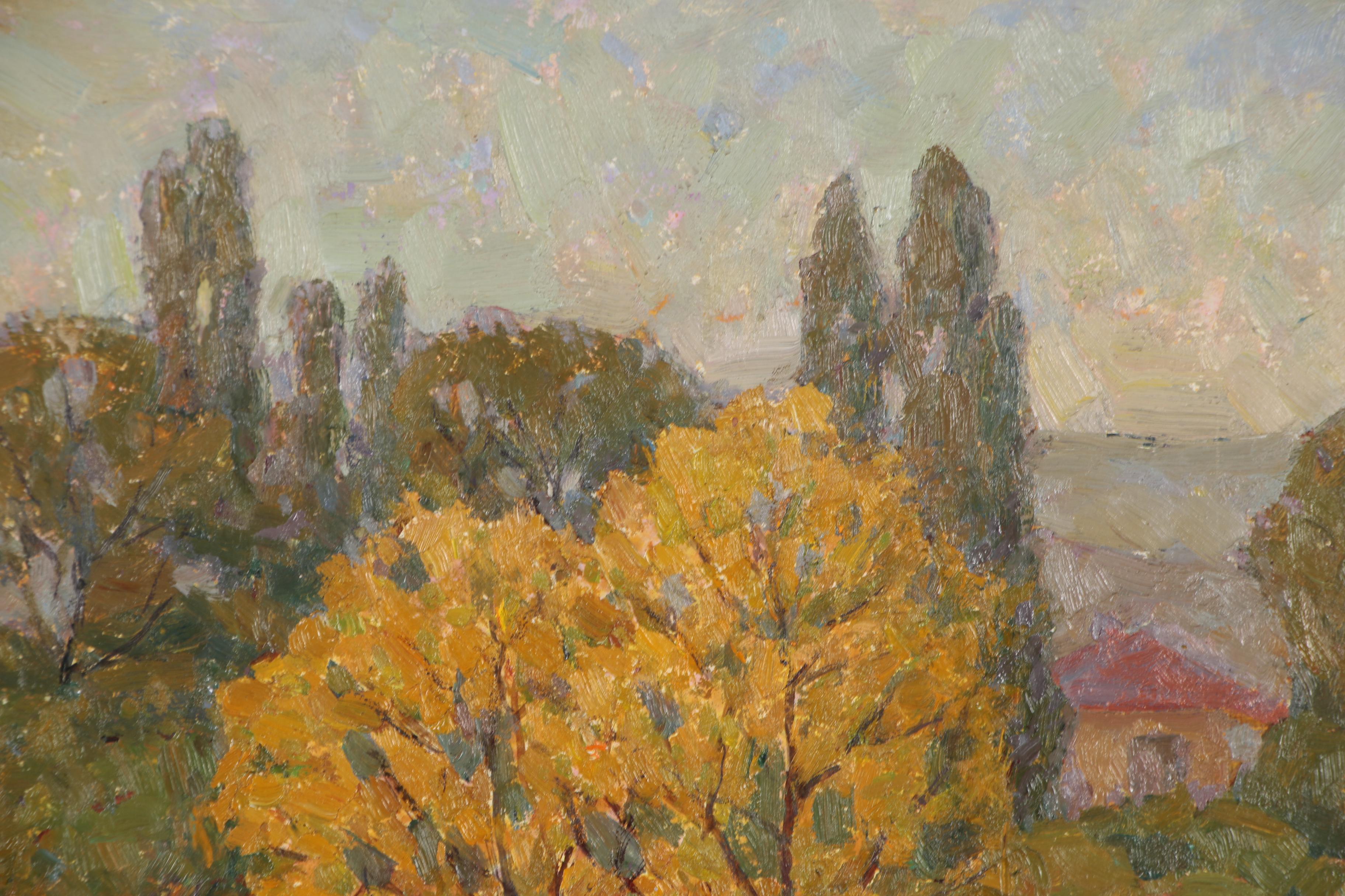 Vladimir Gorbunov Oil Painting "Bulgarian Village", Mid to Late 20th Century