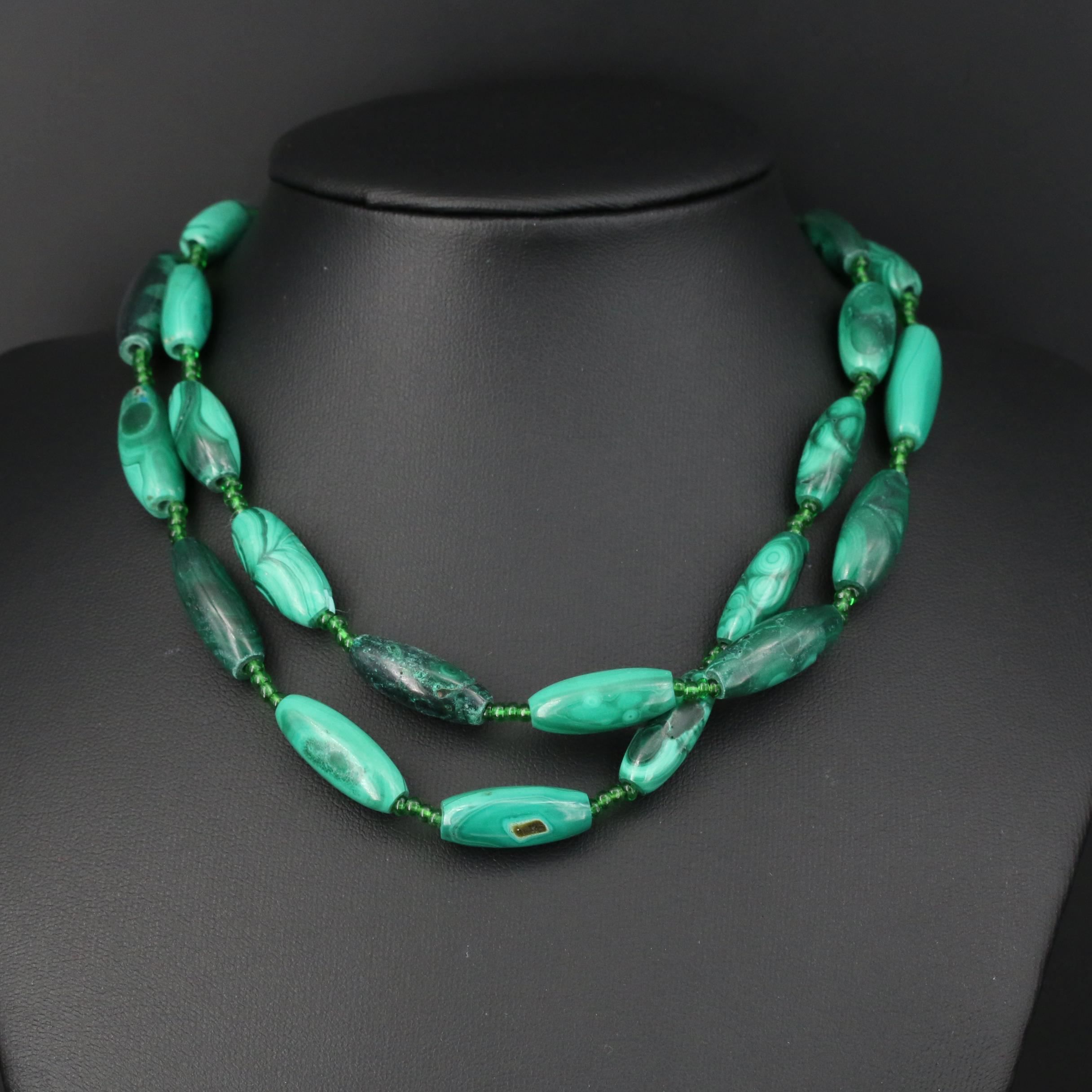 Malachite Continuous Beaded Necklace