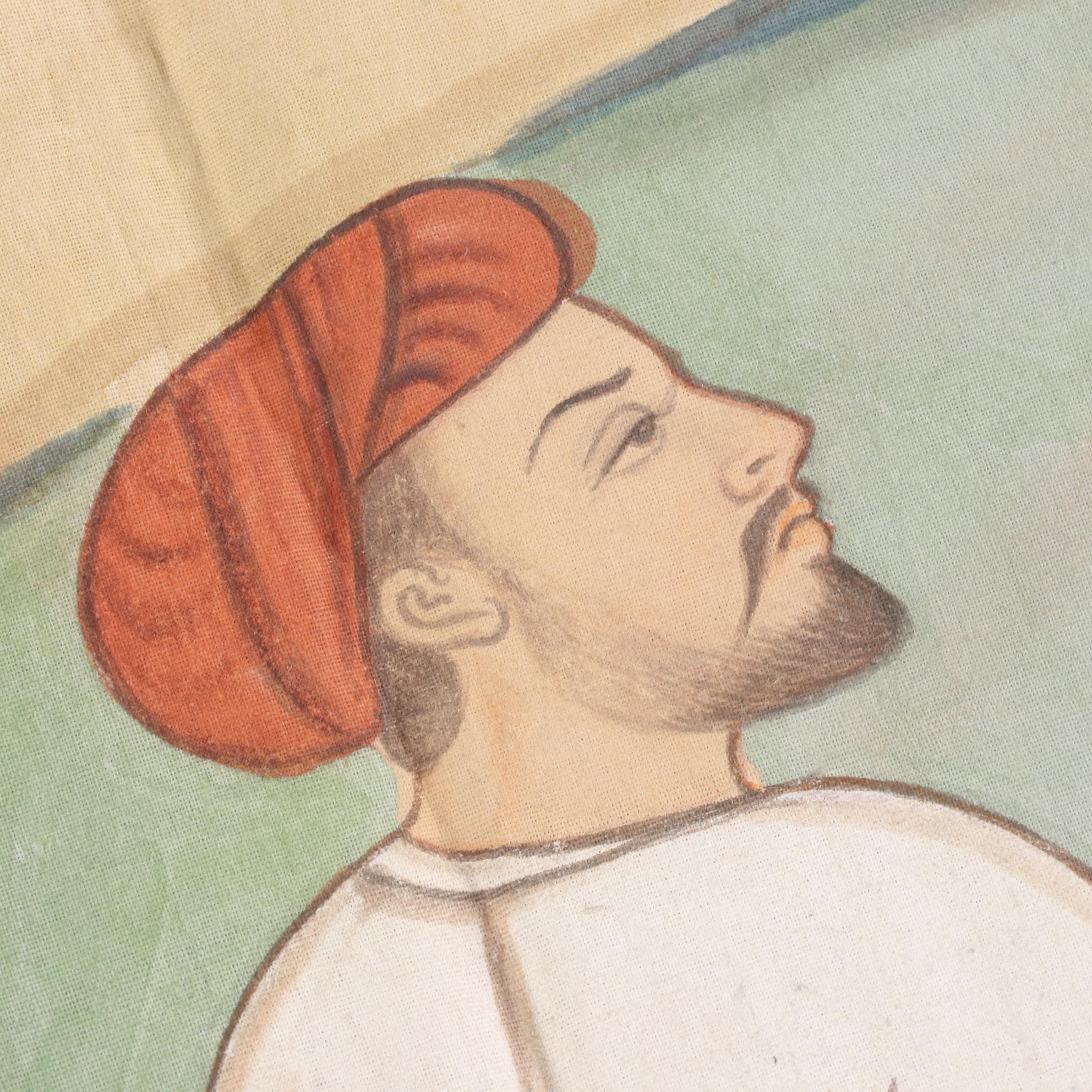 Monumental Indian Gouache Painting after Mughal Miniature "The White Elephant"