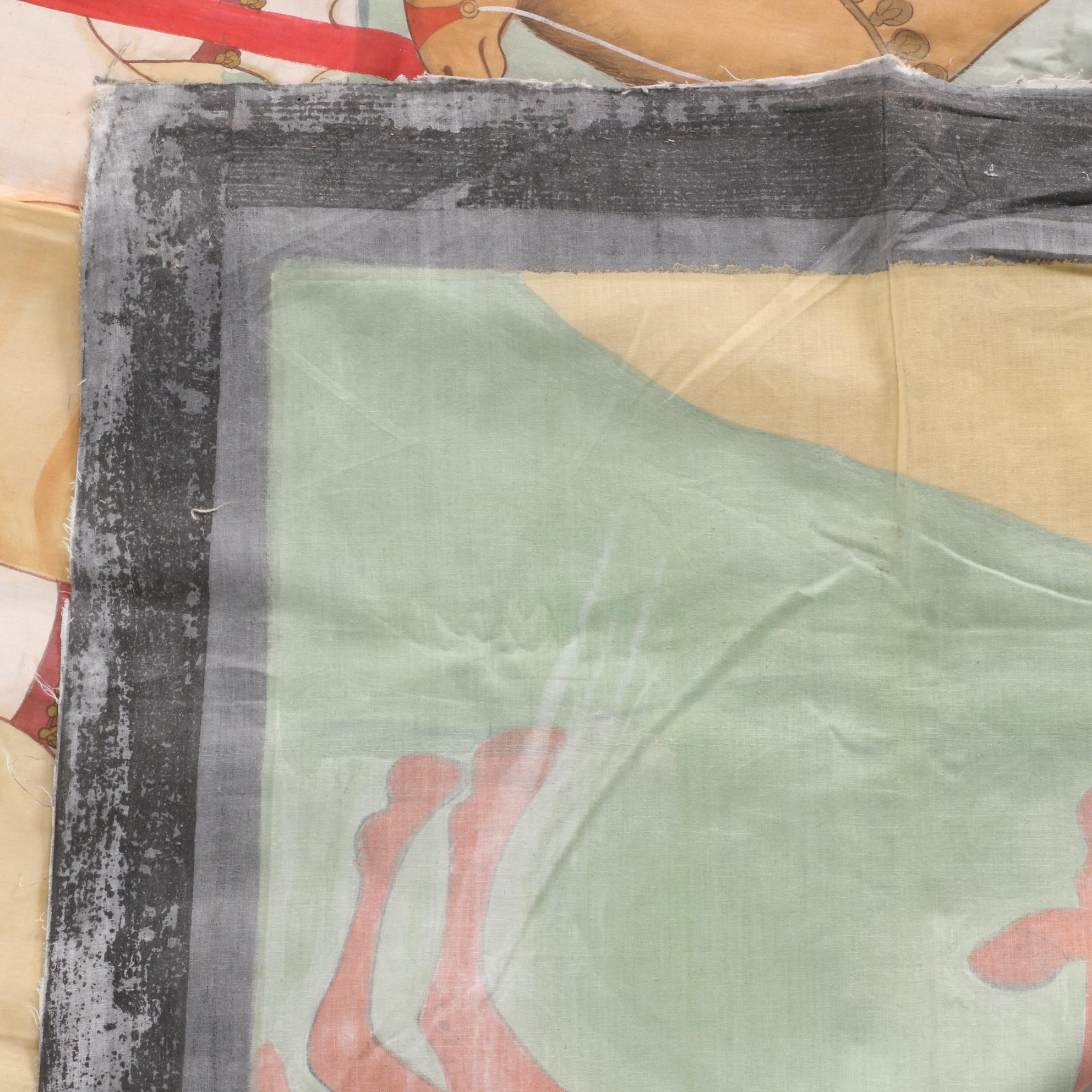 Monumental Indian Gouache Painting after Mughal Miniature "The White Elephant"