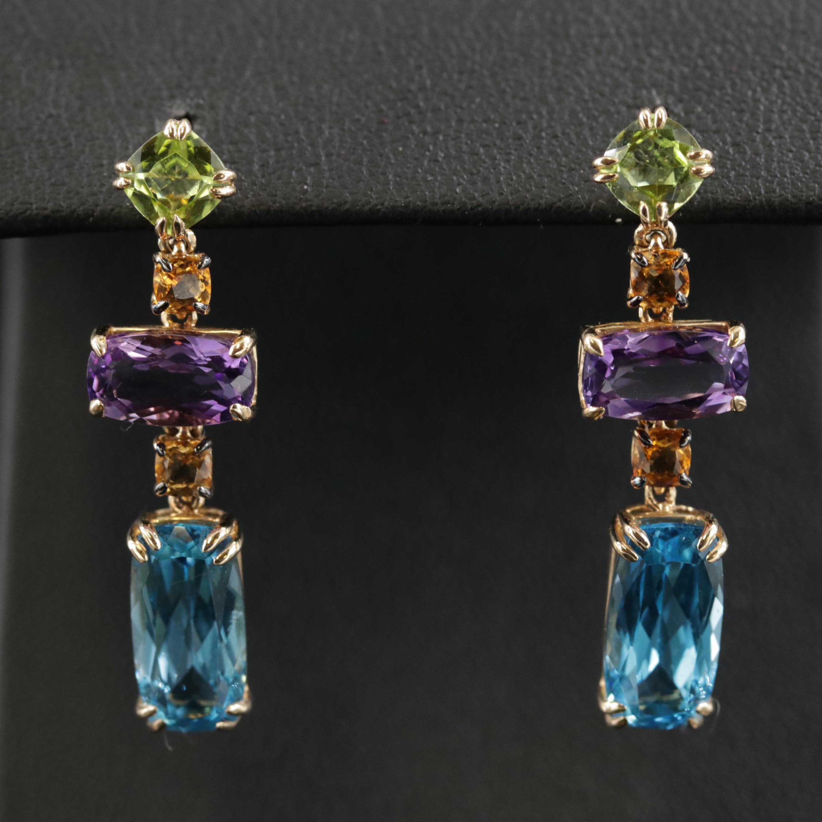 EFFY 14K Yellow Gold Blue Topaz, Amethyst, Citrine and Peridot Earrings