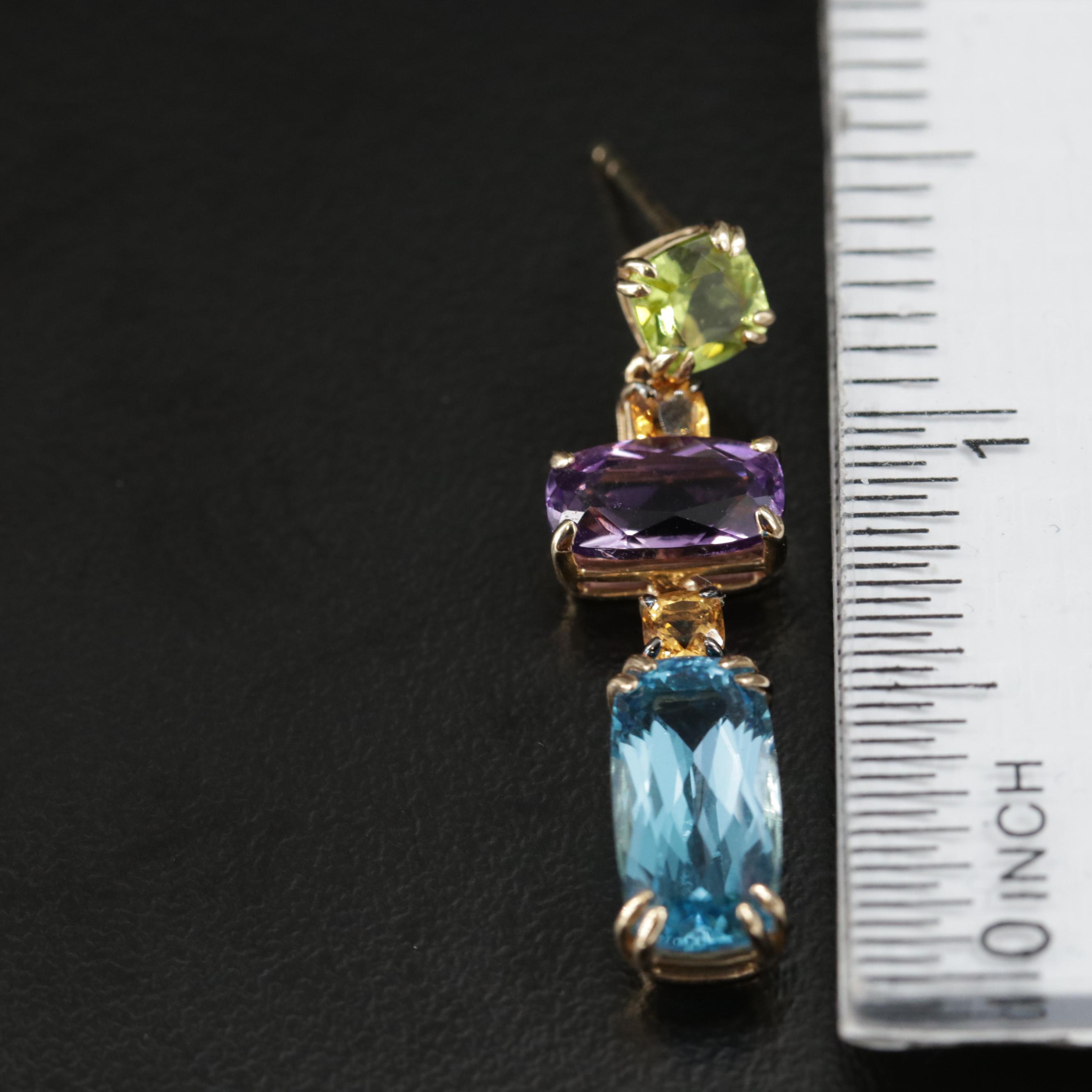 EFFY 14K Yellow Gold Blue Topaz, Amethyst, Citrine and Peridot Earrings