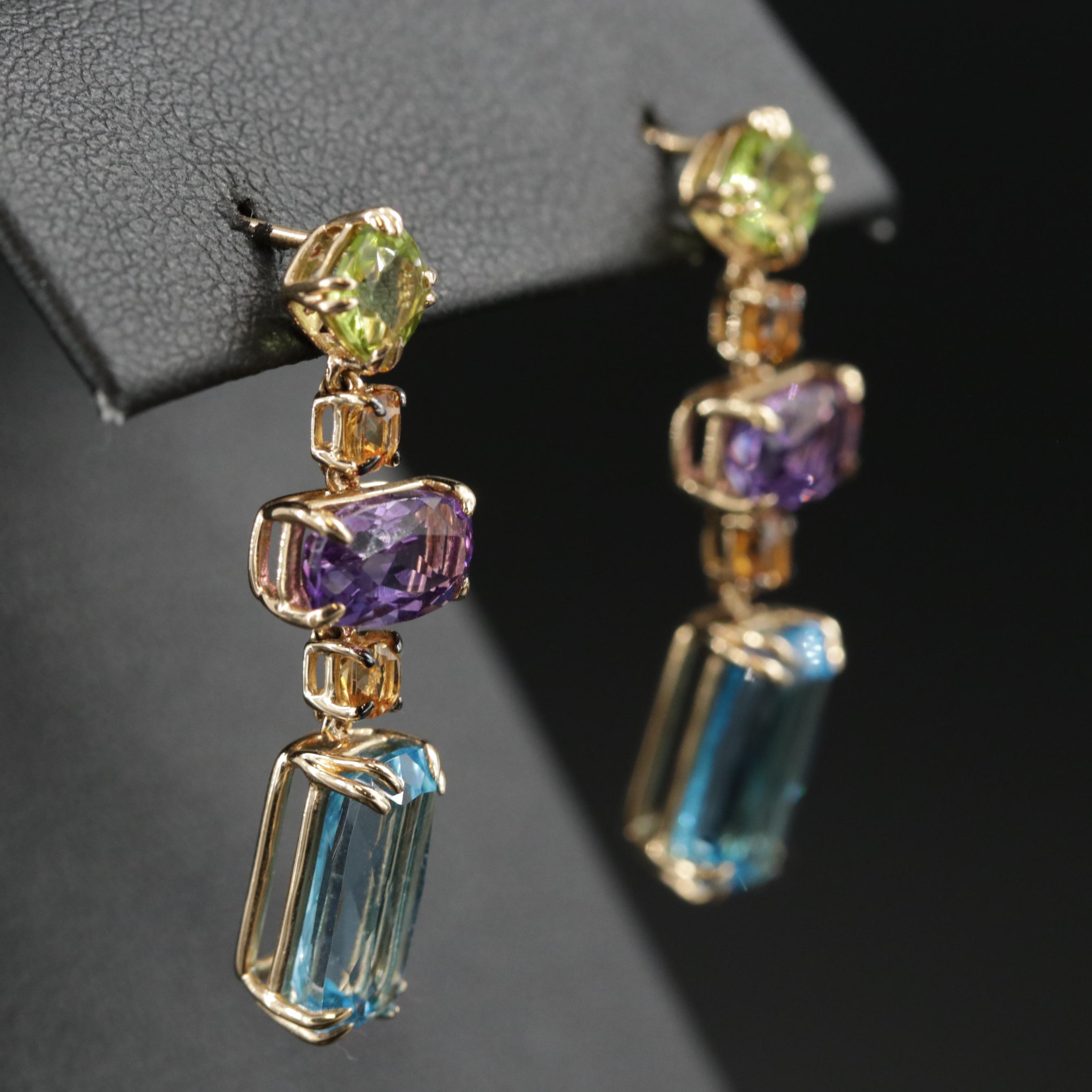 EFFY 14K Yellow Gold Blue Topaz, Amethyst, Citrine and Peridot Earrings