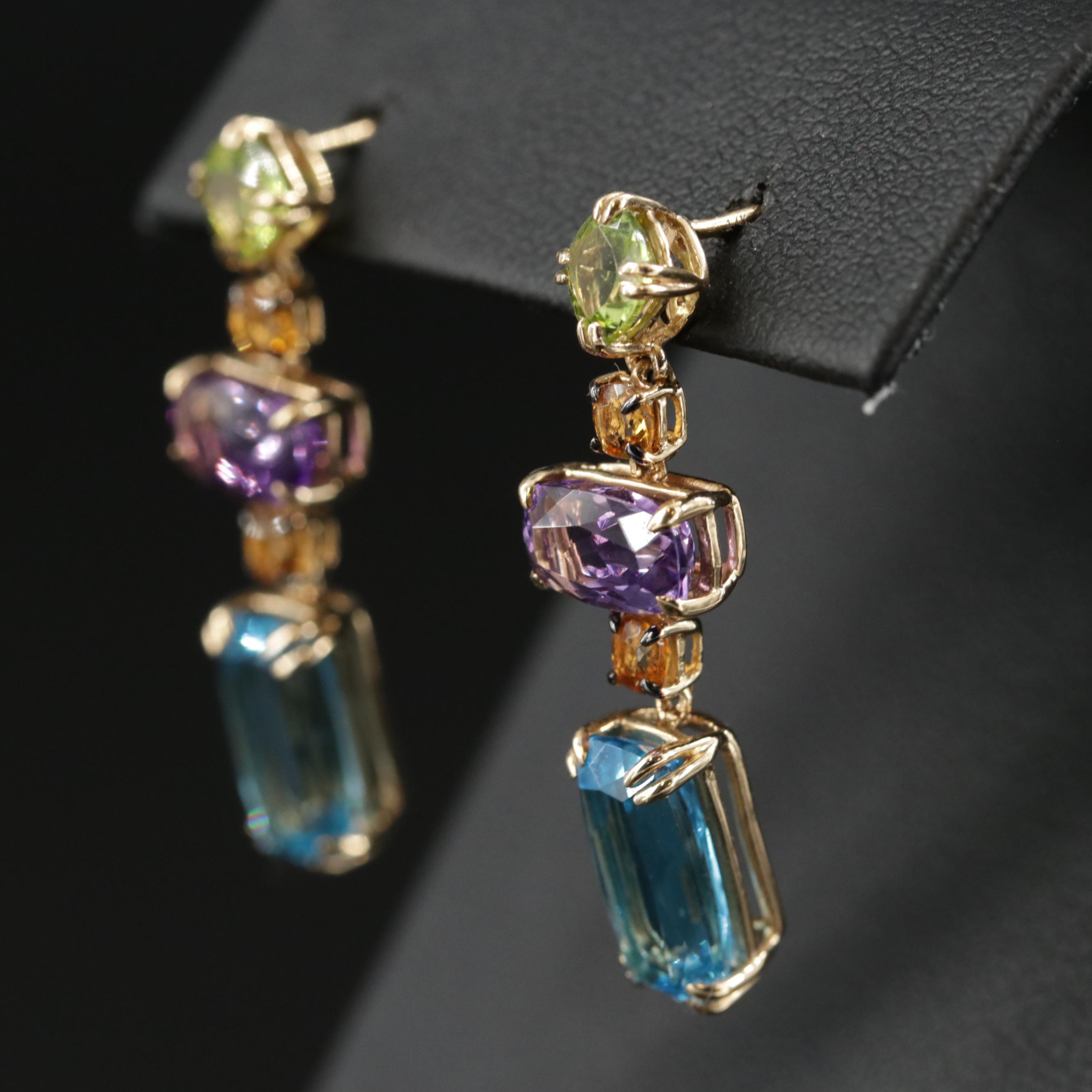 EFFY 14K Yellow Gold Blue Topaz, Amethyst, Citrine and Peridot Earrings