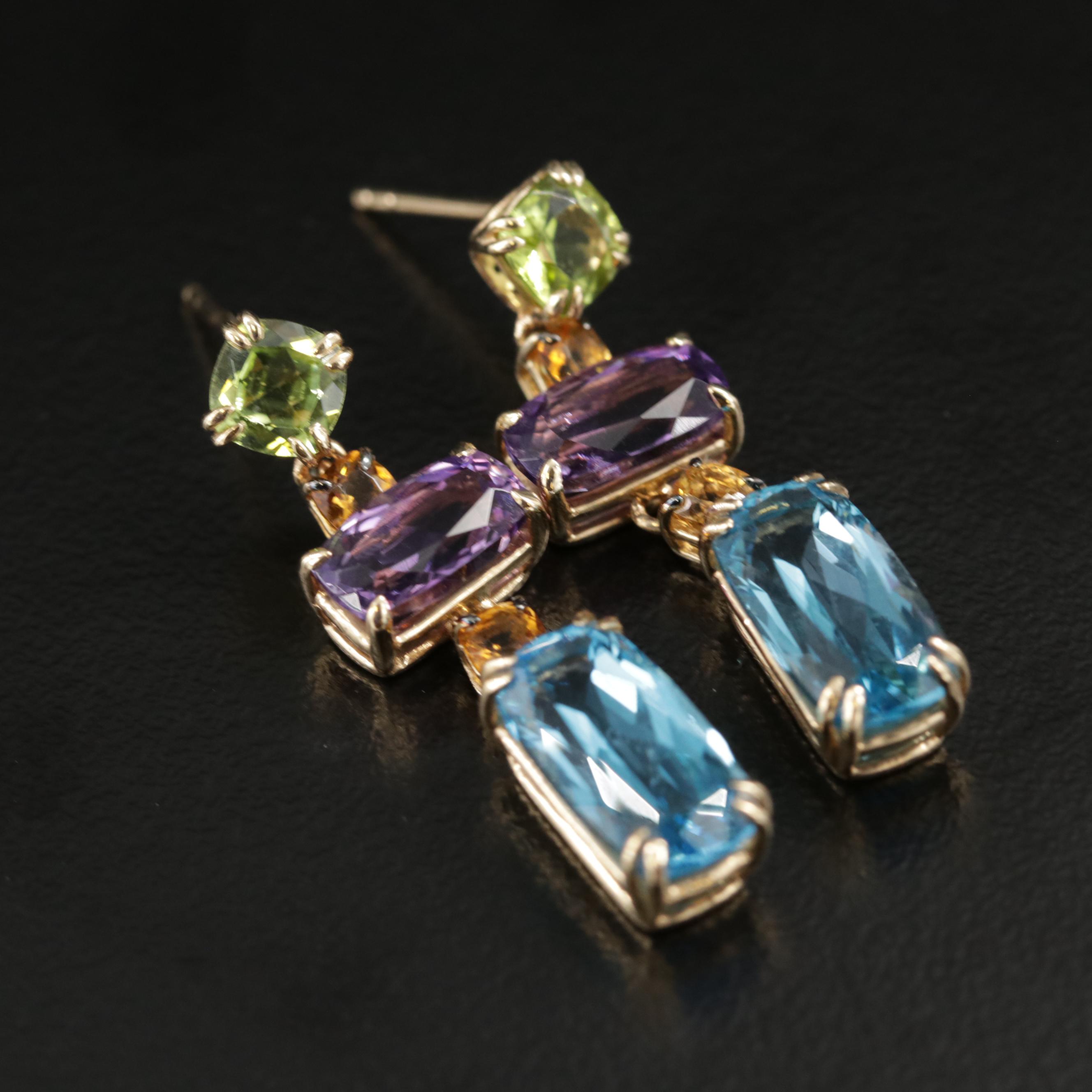 EFFY 14K Yellow Gold Blue Topaz, Amethyst, Citrine and Peridot Earrings