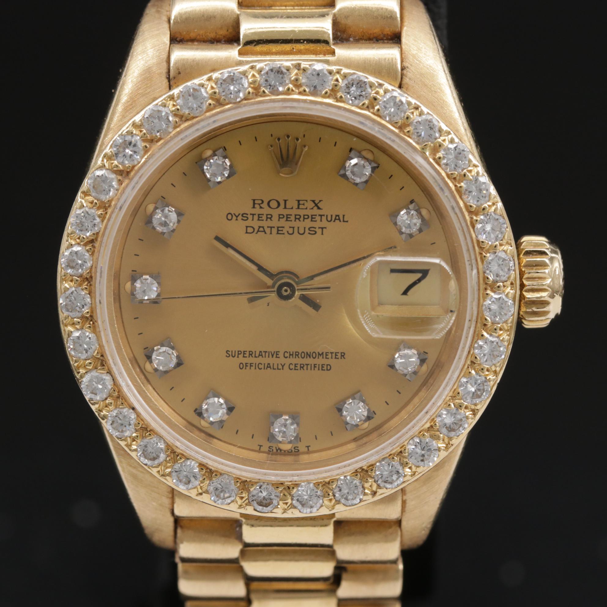1979 Rolex Datejust 18K Gold and Diamonds Automatic Watch