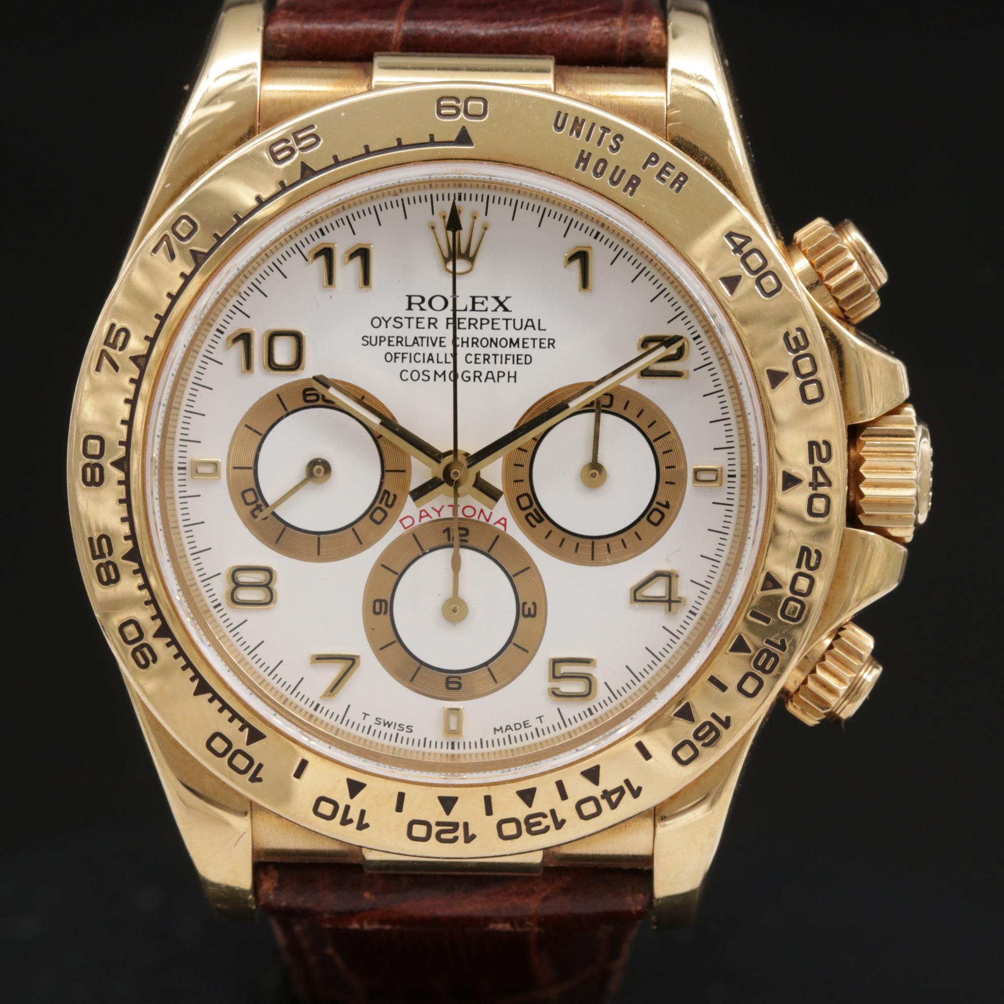 1997 Rolex Daytona Zenith 16518 18K Gold Chronograph Watch