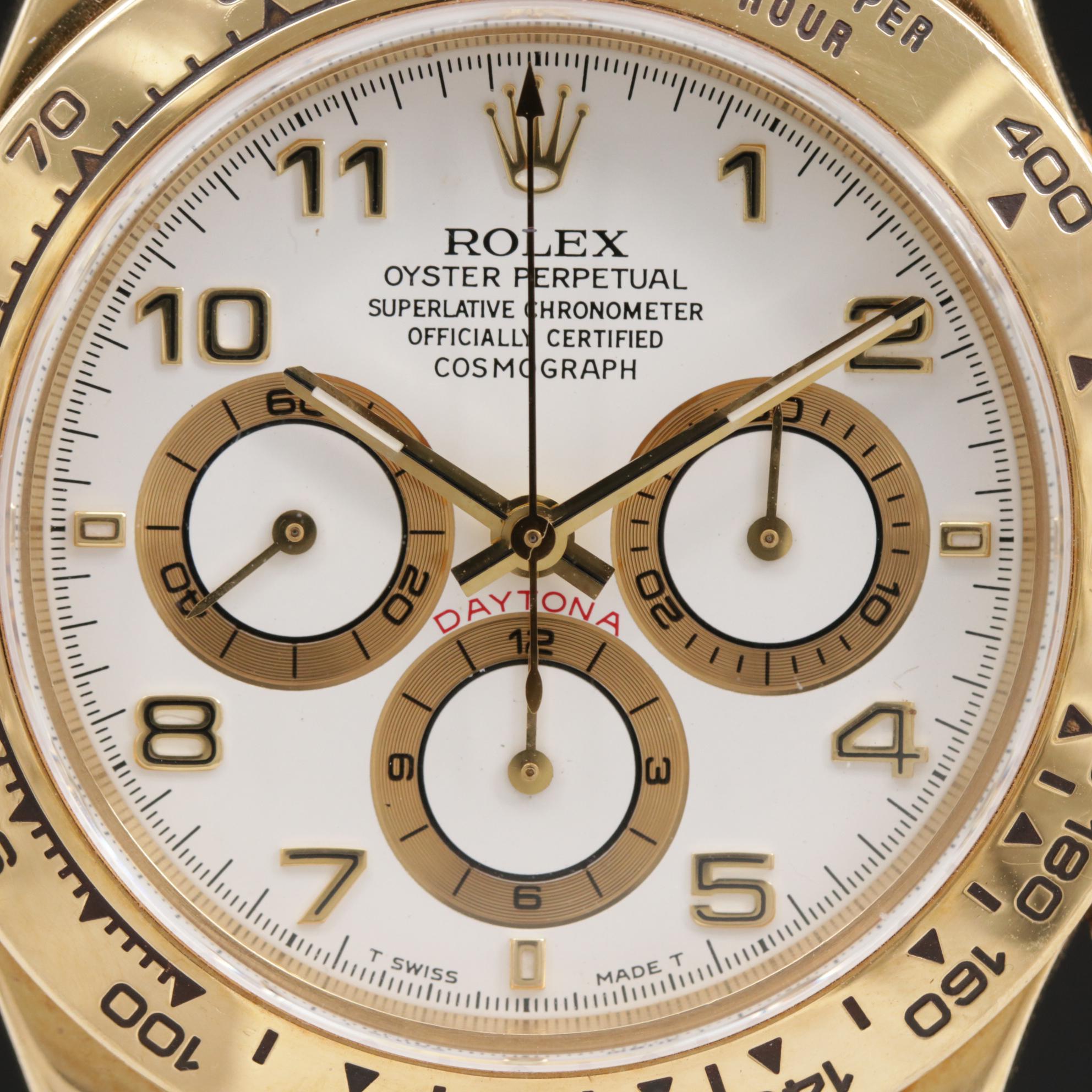 1997 Rolex Daytona Zenith 16518 18K Gold Chronograph Watch