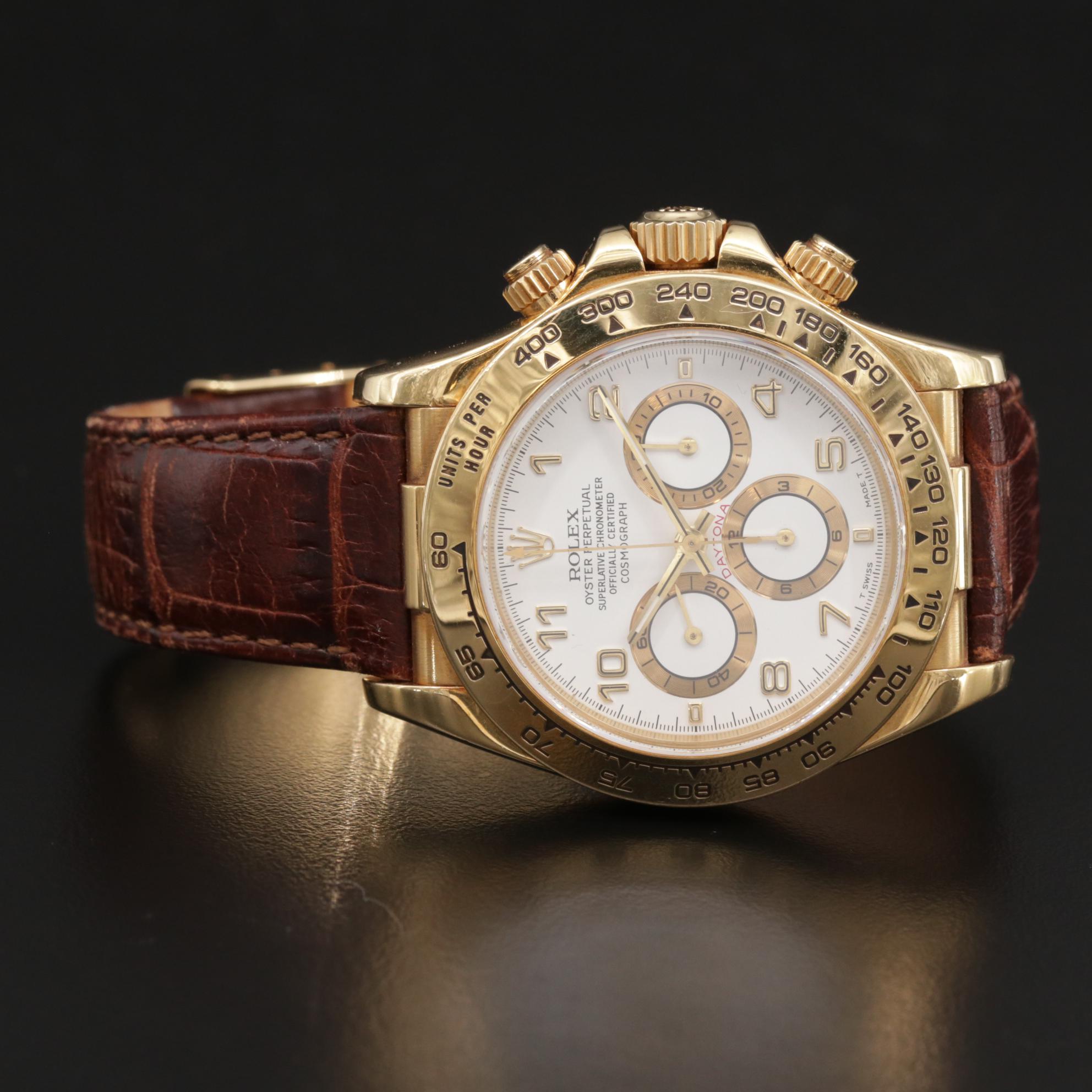 1997 Rolex Daytona Zenith 16518 18K Gold Chronograph Watch