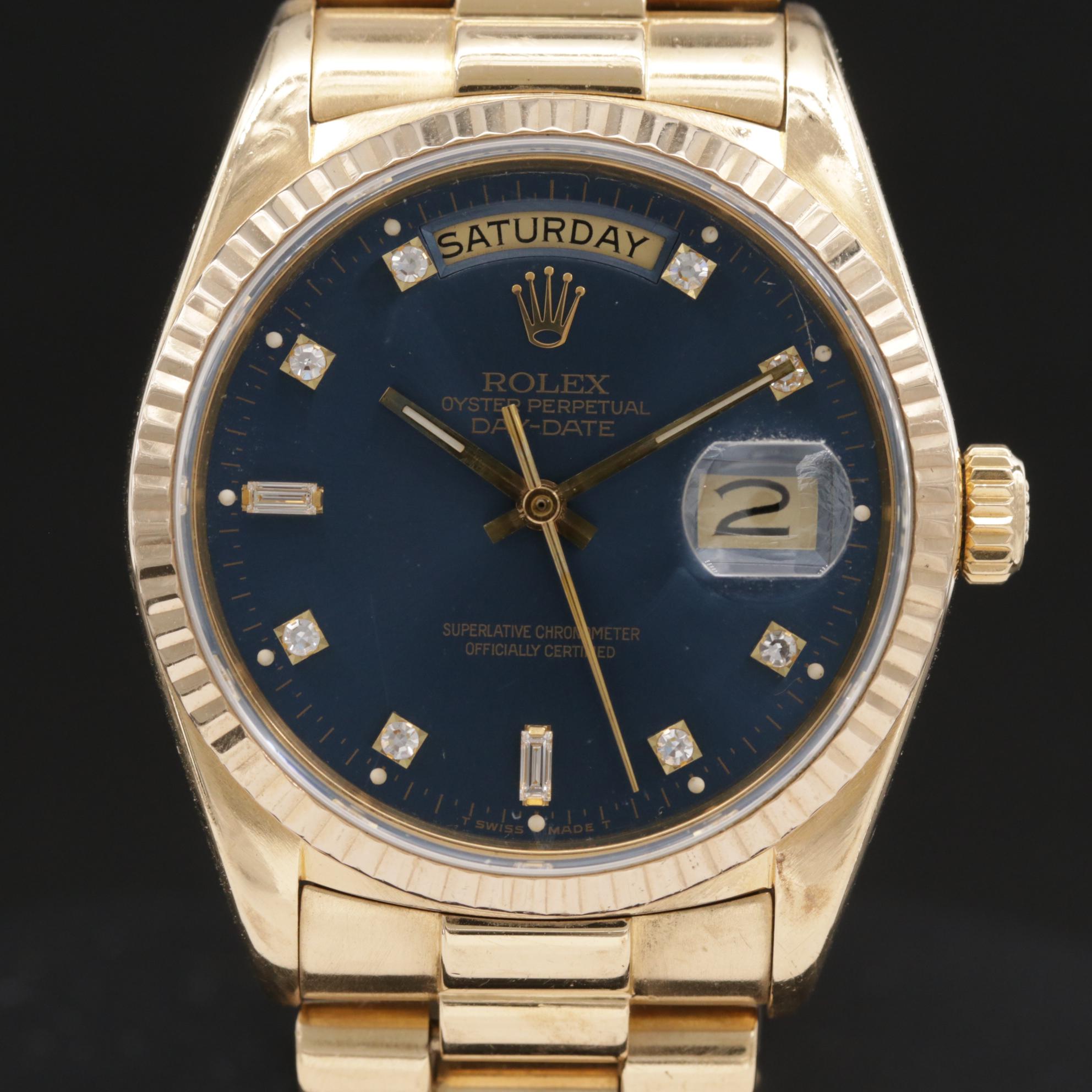 1984 Rolex Day/Date President 18K Gold and Diamond Automatic Watch