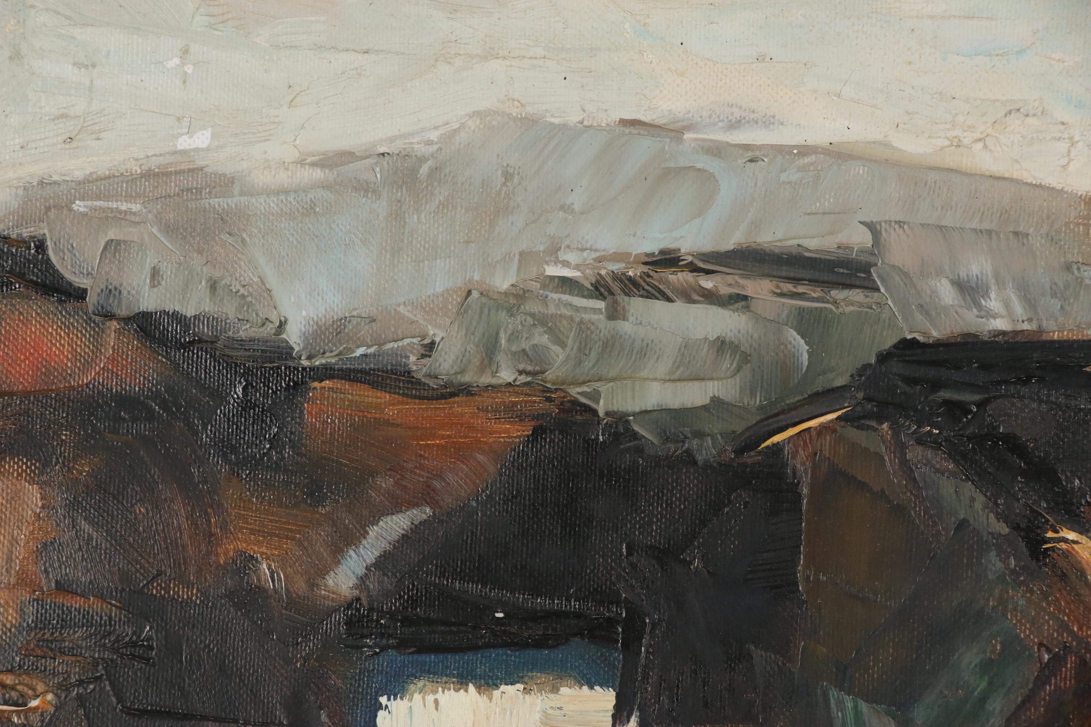 Mario Zilli Abstract Cityscape Oil Painting