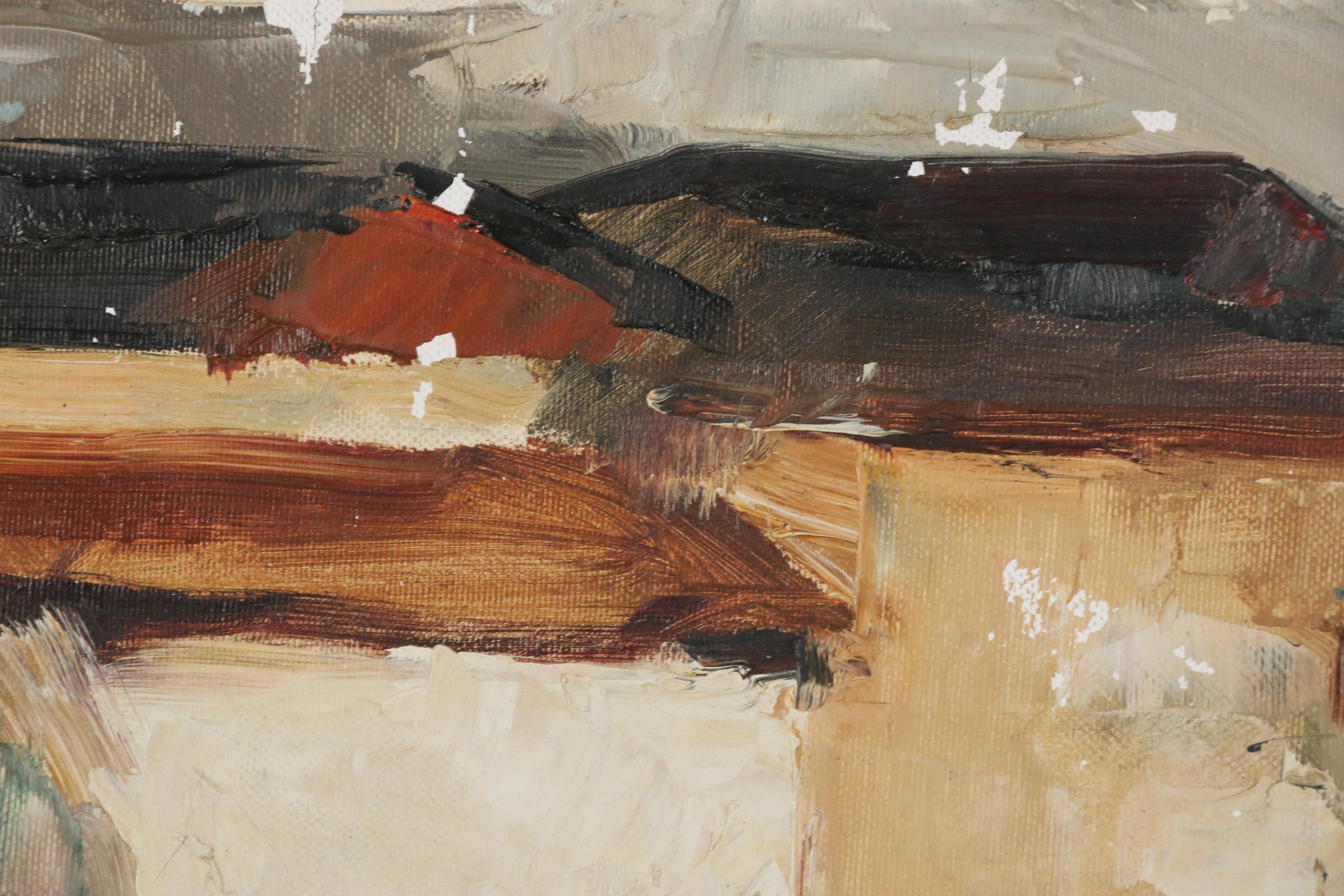 Mario Zilli Abstract Cityscape Oil Painting