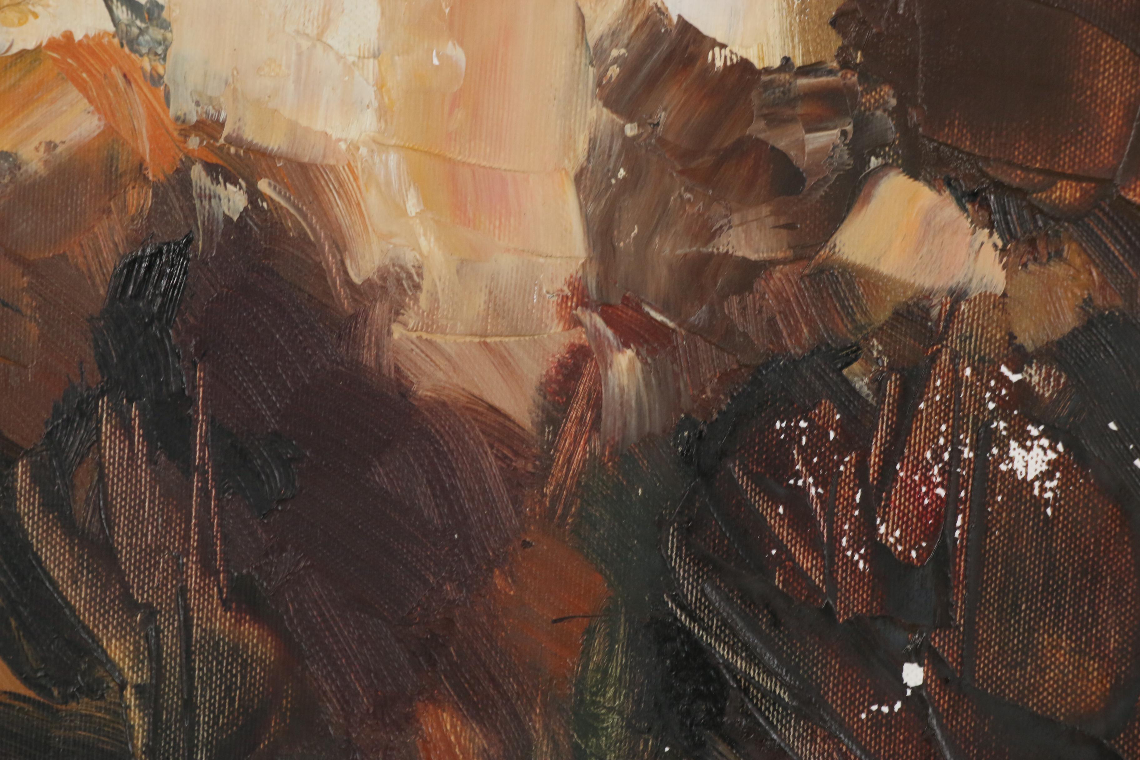 Mario Zilli Abstract Cityscape Oil Painting