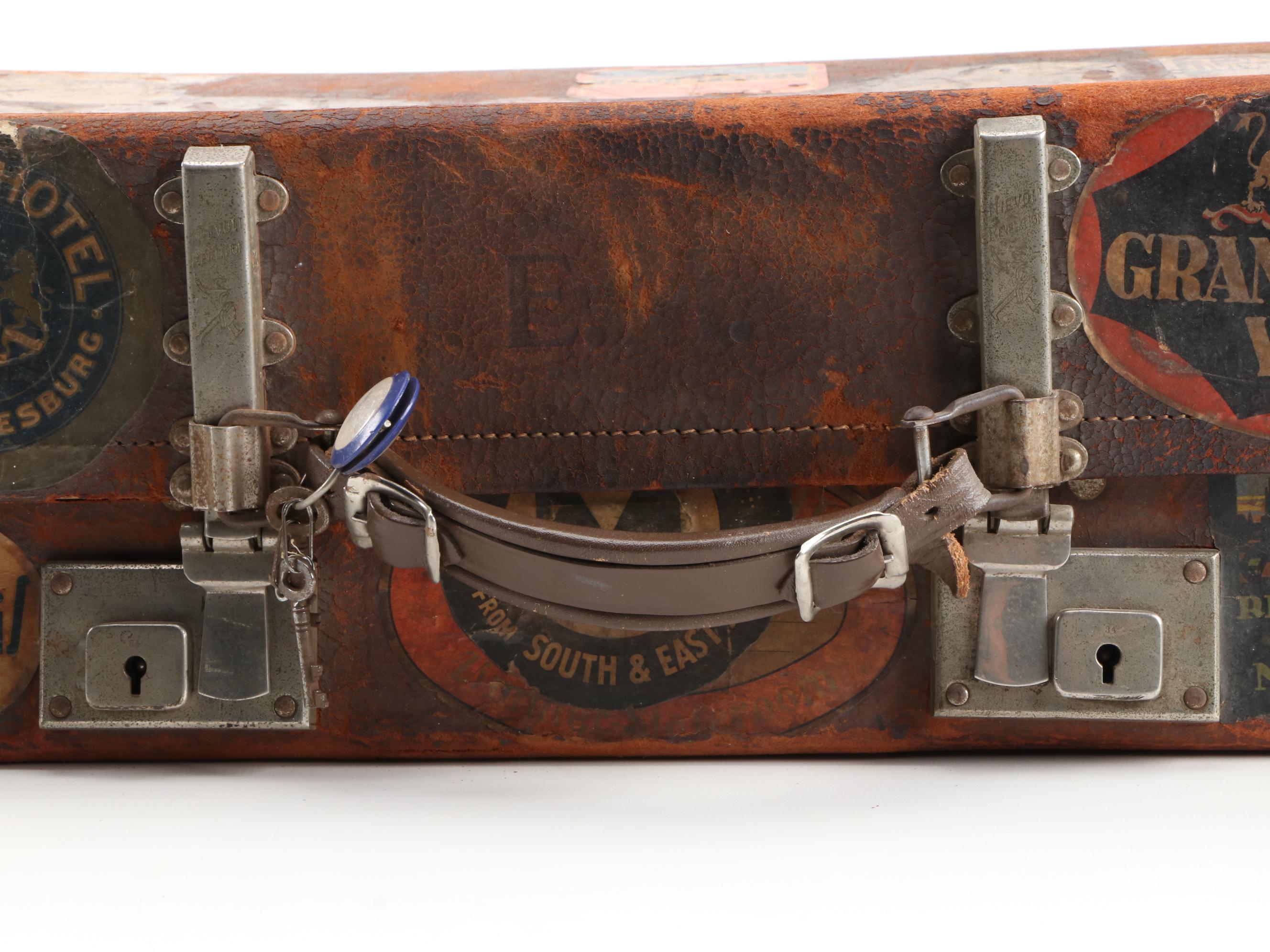 Revelation Leather Covered Suitcase, Made in England, Circa 1940