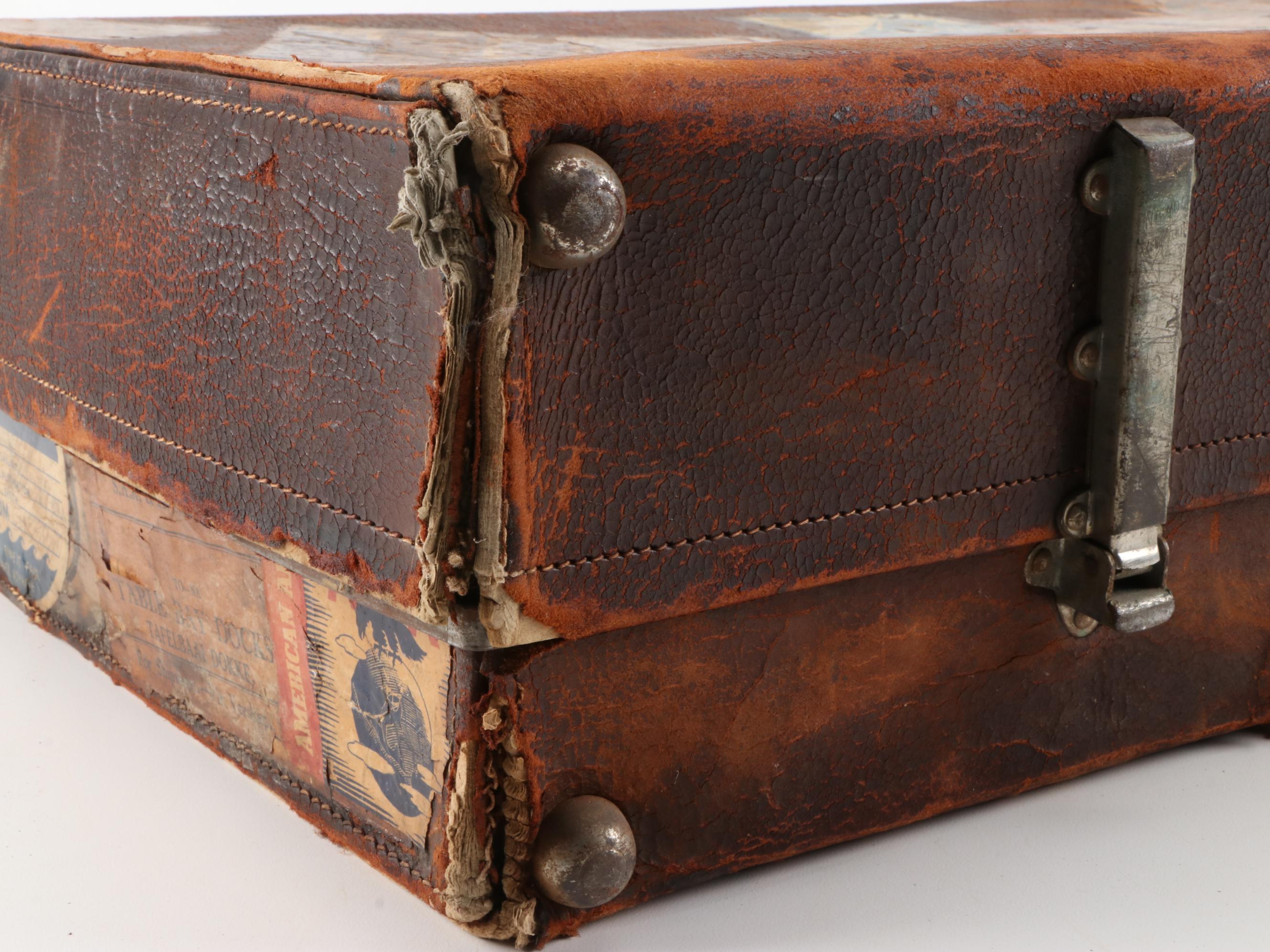 Revelation Leather Covered Suitcase, Made in England, Circa 1940