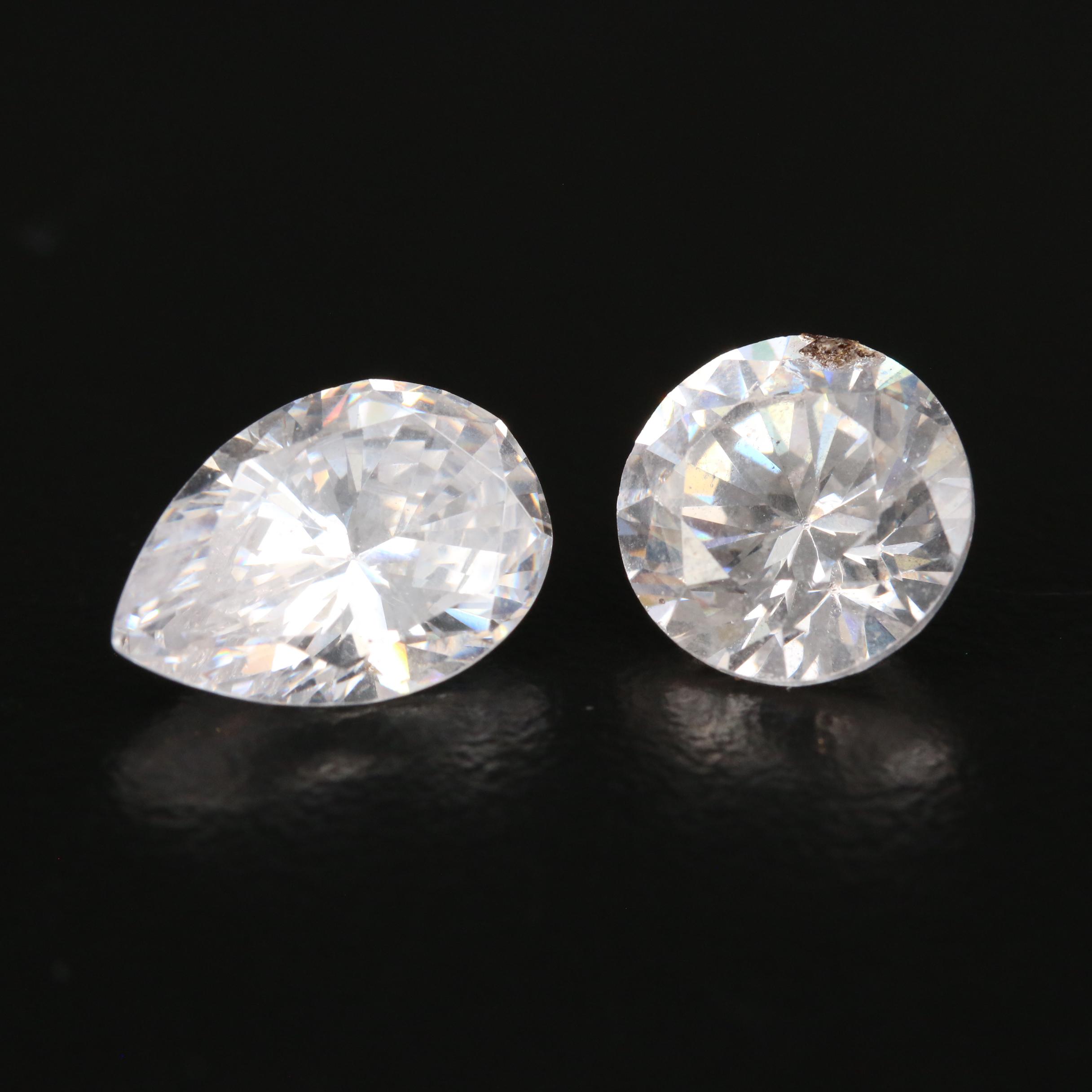 Loose 10.29 CTW Pear and Round Faceted Cubic Zirconia