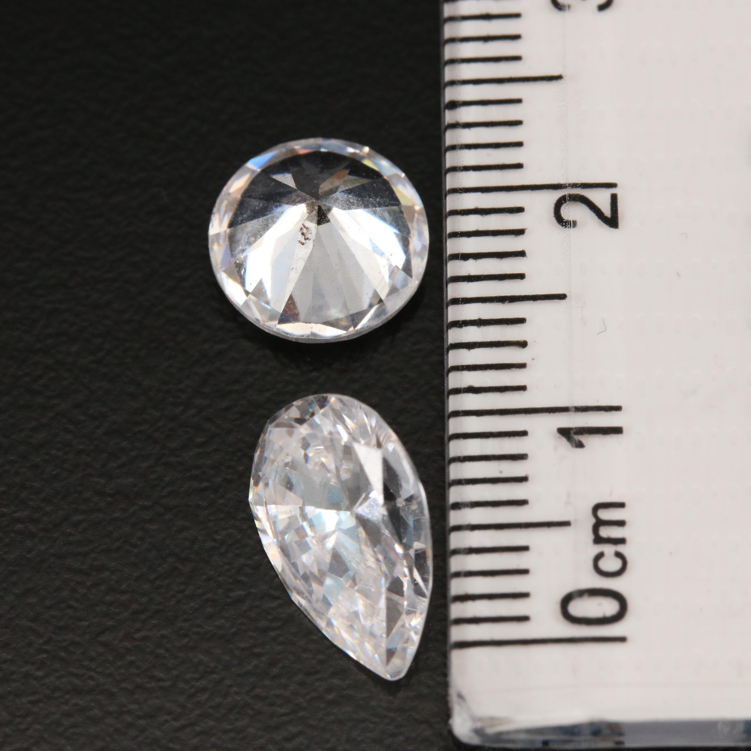 Loose 10.29 CTW Pear and Round Faceted Cubic Zirconia