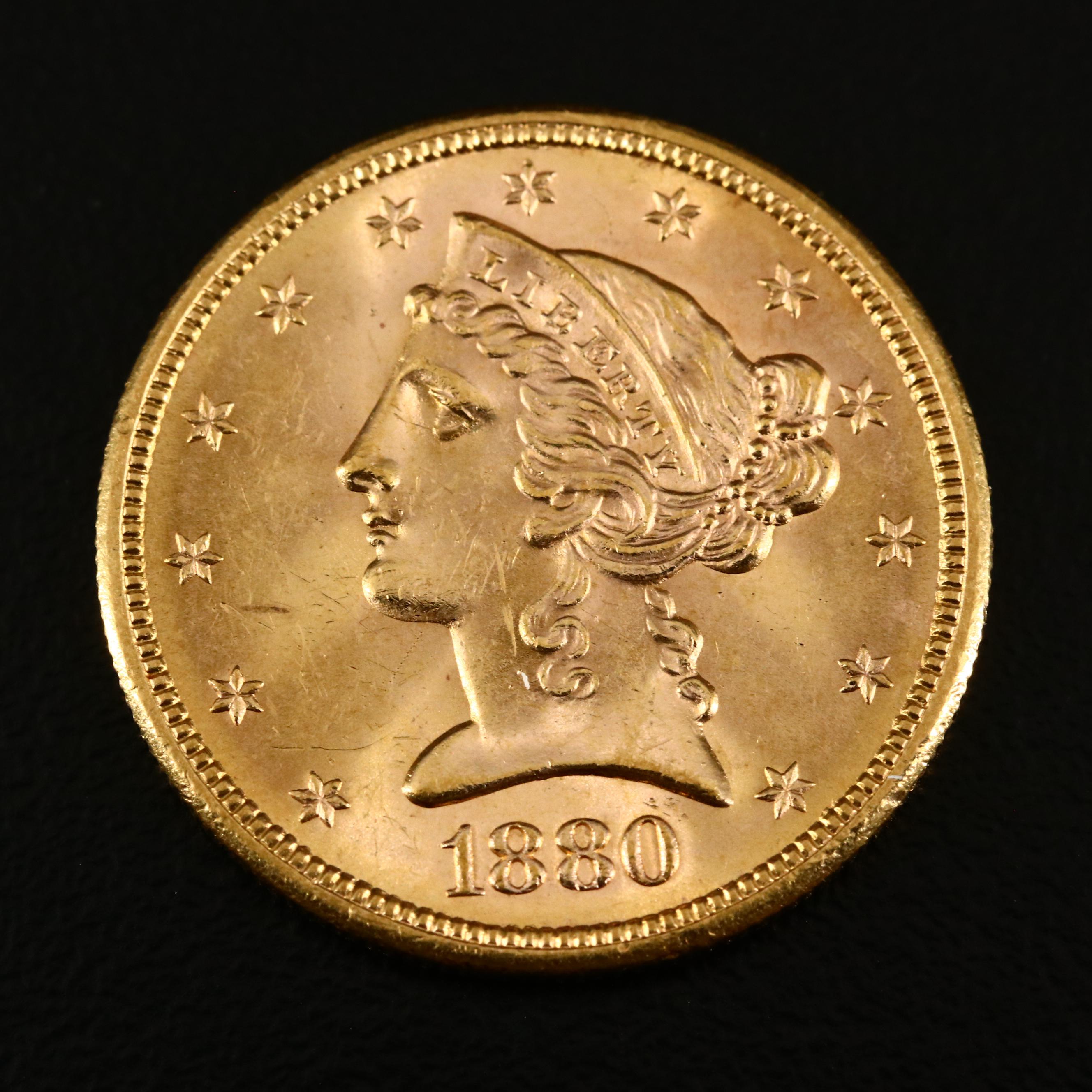 1880-S Liberty Head $5 Gold Coin