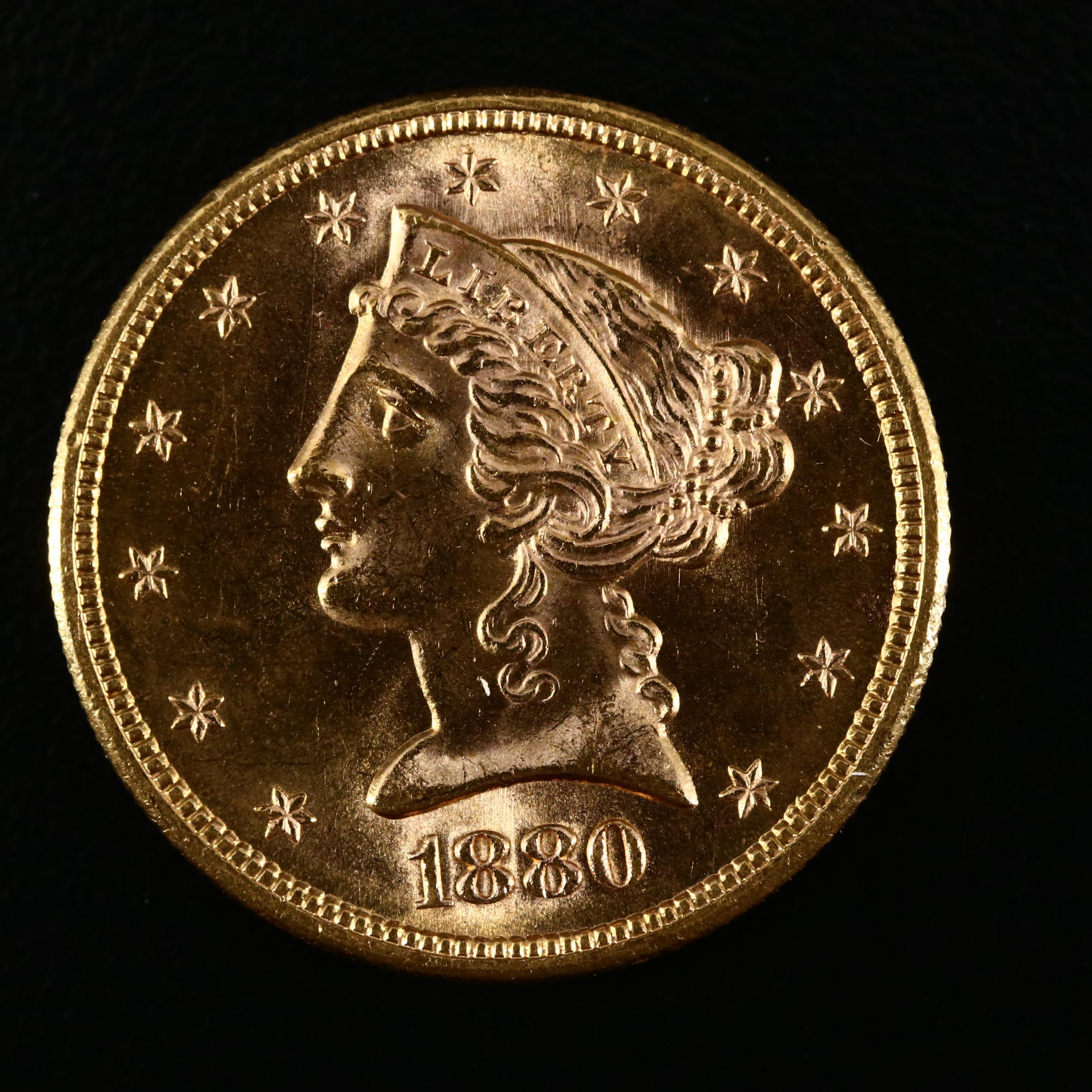 1880-S Liberty Head $5 Gold Coin