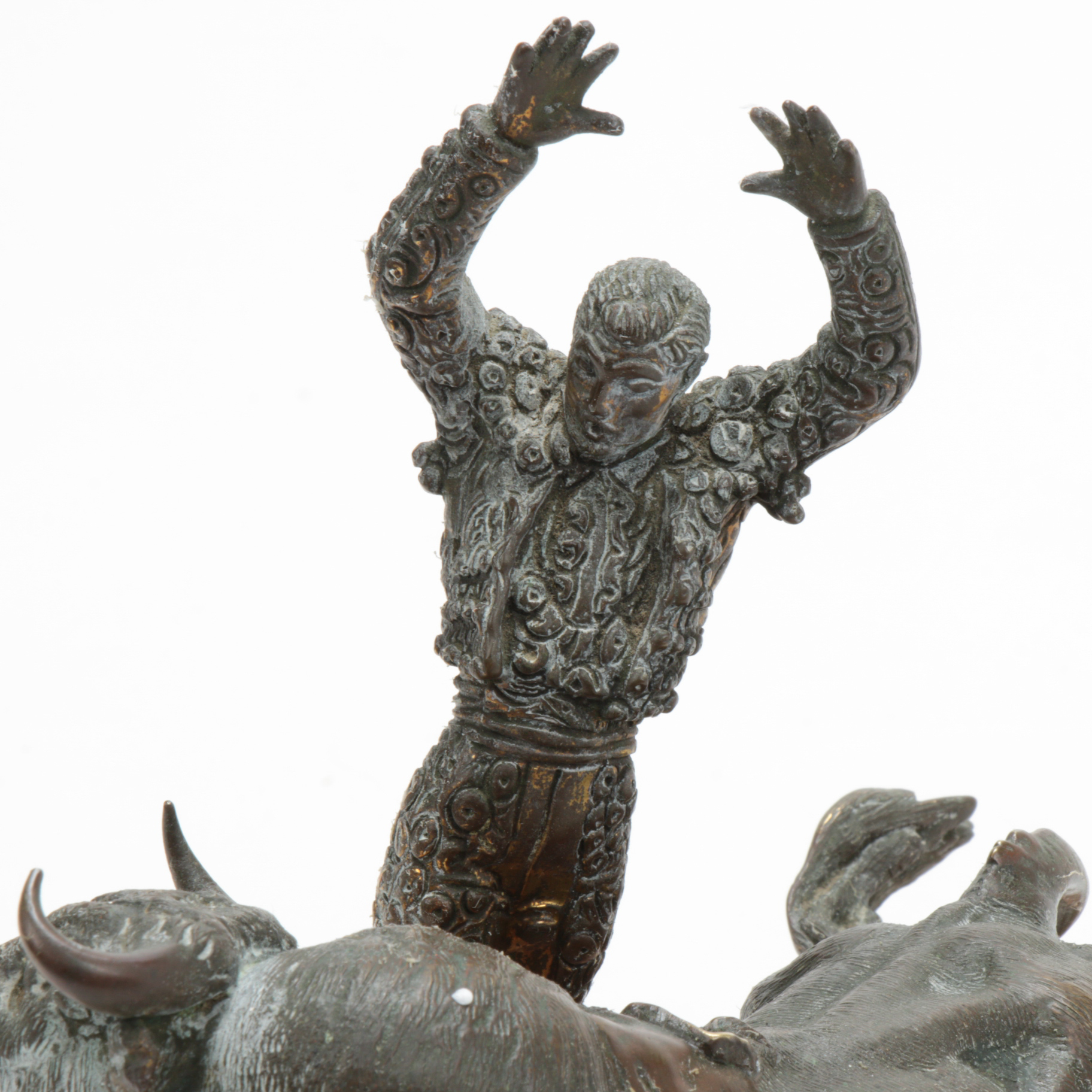 Bronze Matador and Bull Sculpture on Red Onyx Base, 20th Century