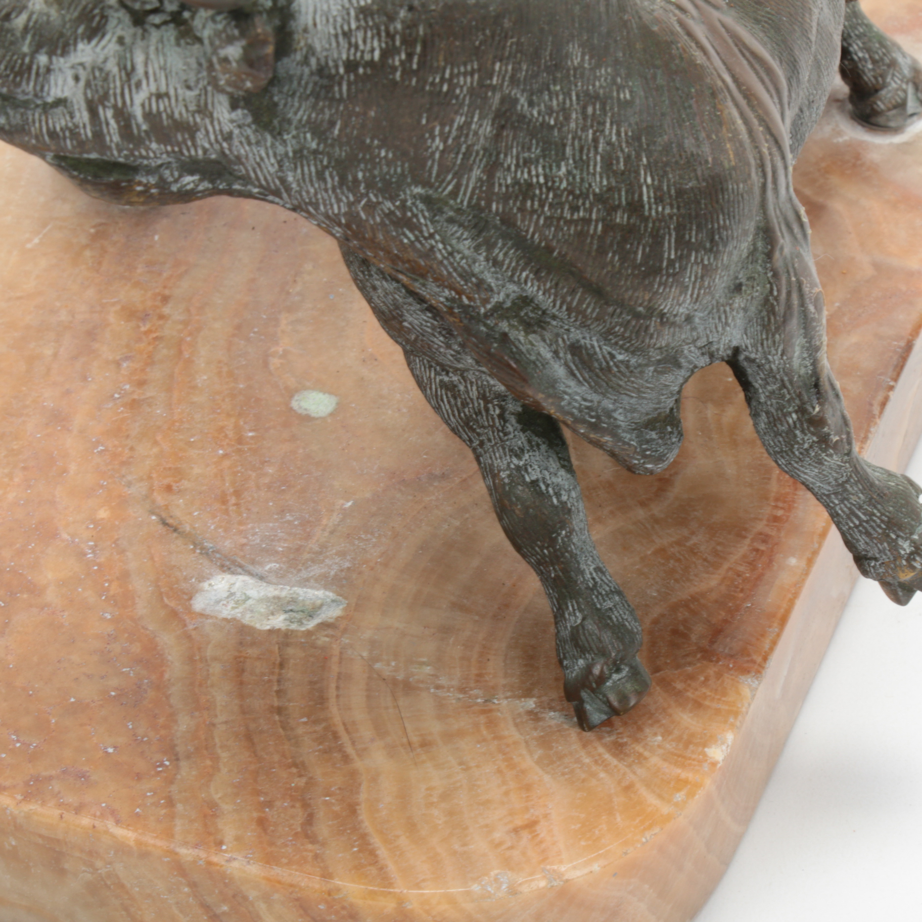 Bronze Matador and Bull Sculpture on Red Onyx Base, 20th Century