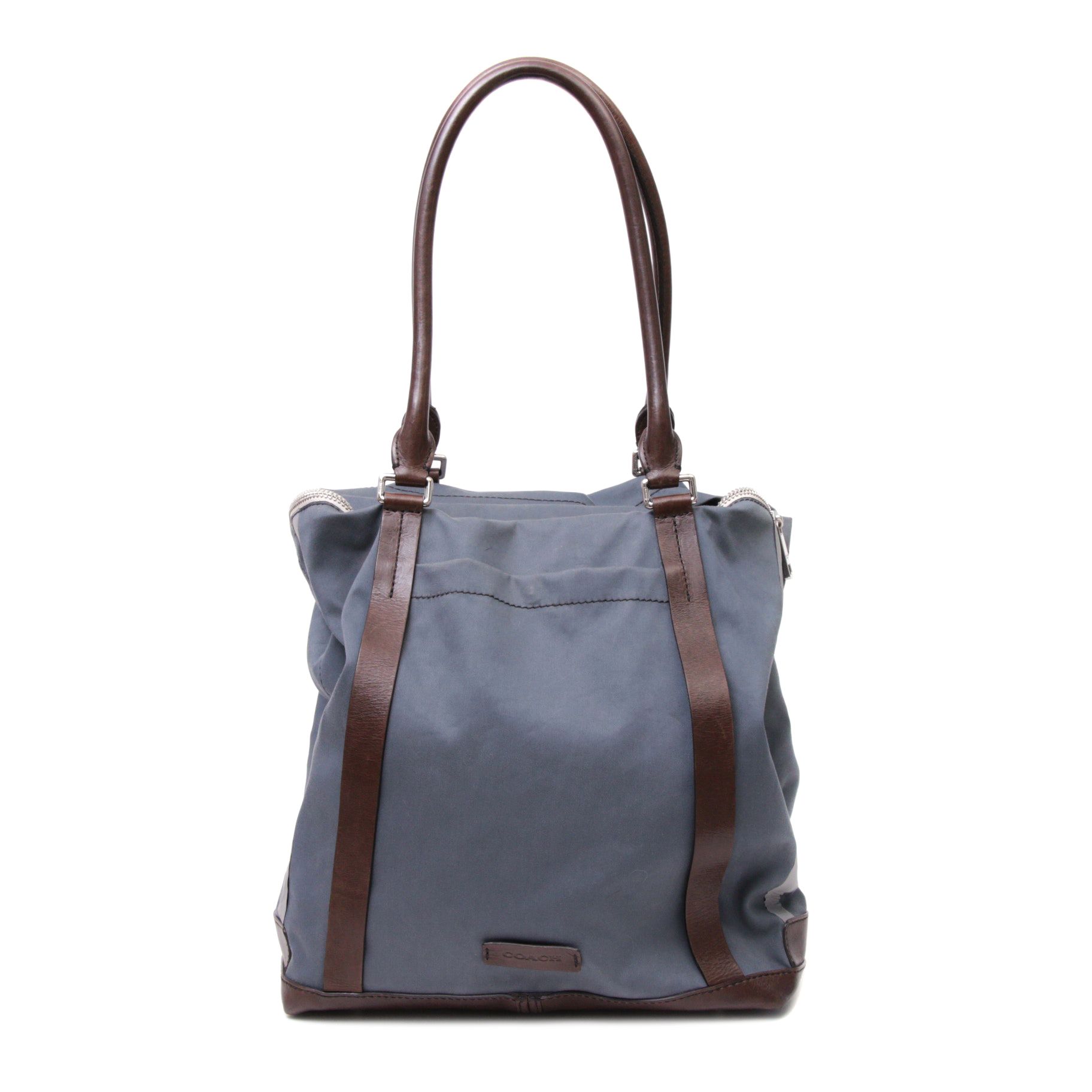 Coach Waxed Canvas Weekender Tote Bag with Brown Leather Trim