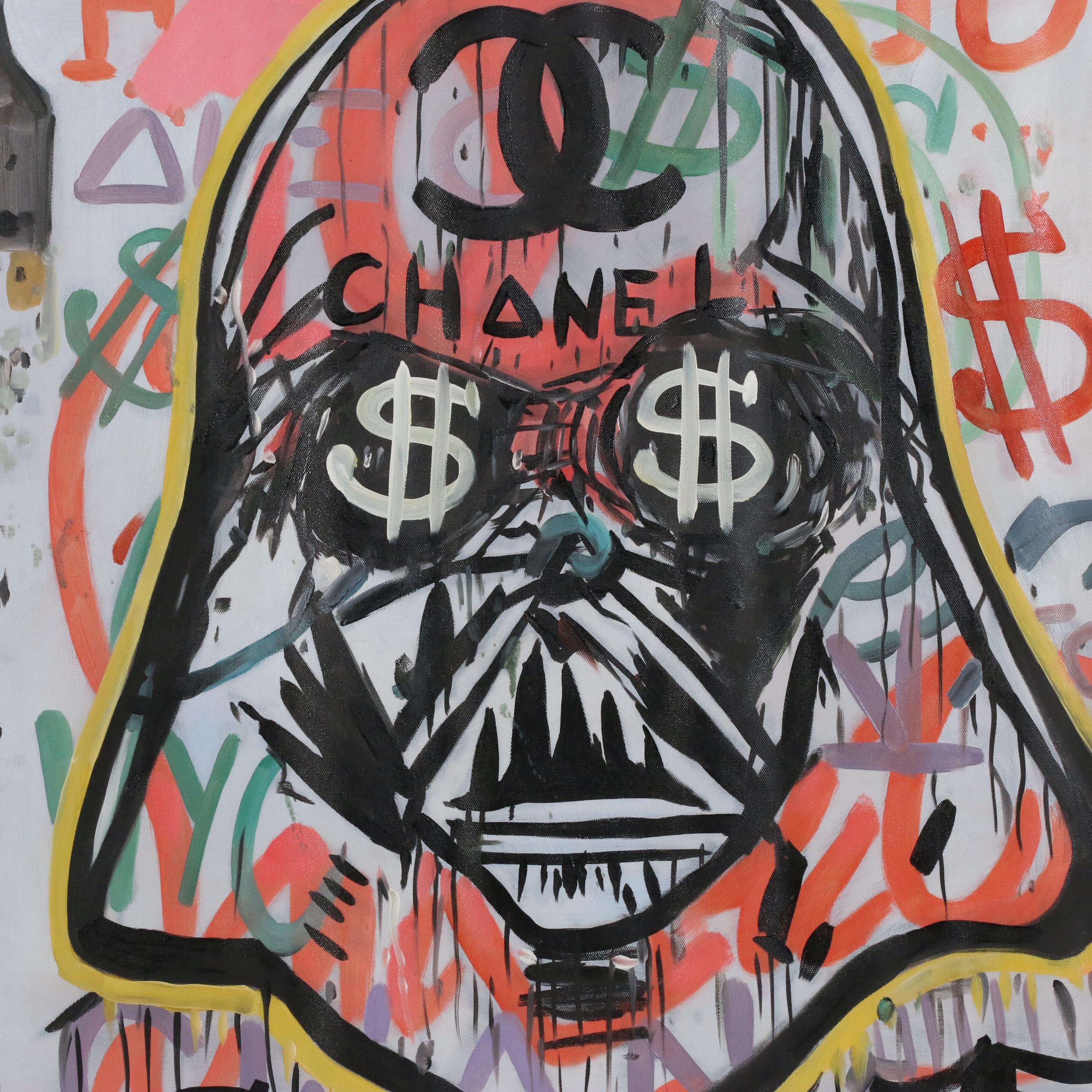 Oil Painting over Giclée after Alec Monopoly of Street Art Darth Vader