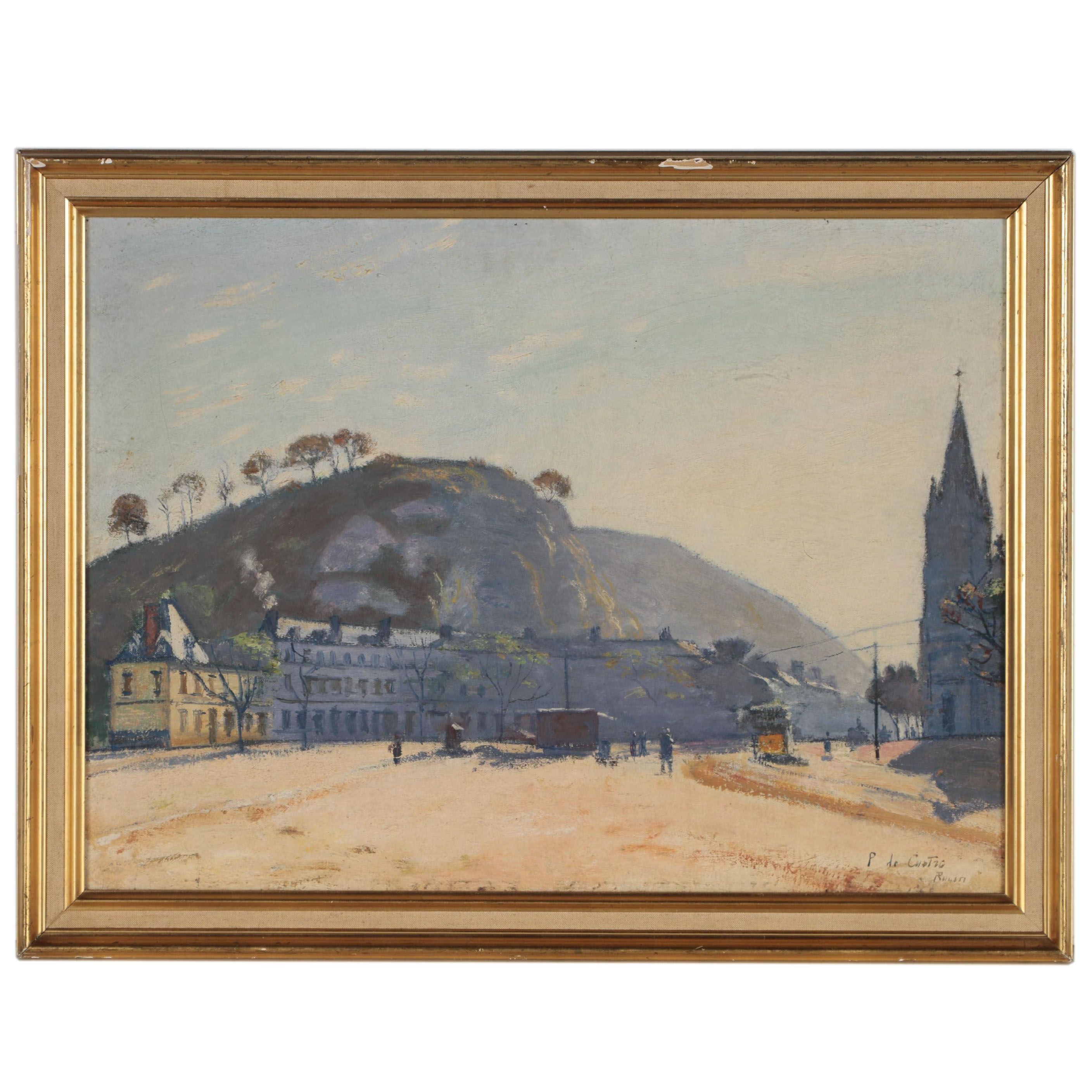 Paul de Castro Street Scene Oil Painting