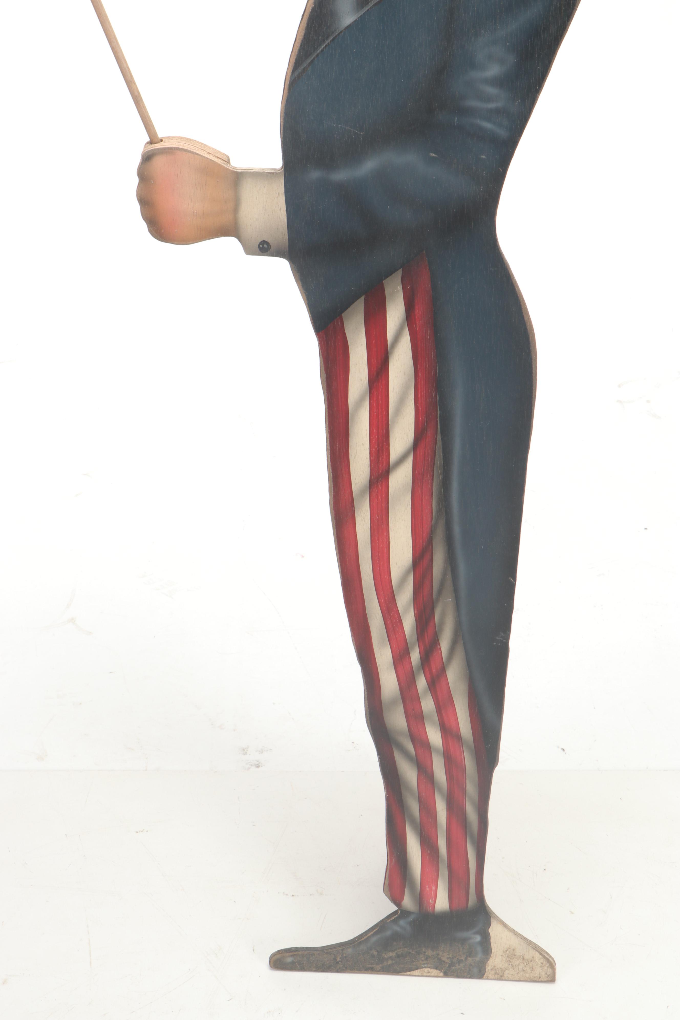 Bonnie Barrett of Boardwalk Studios Hand Painted Wood Cut-Out of Uncle Sam