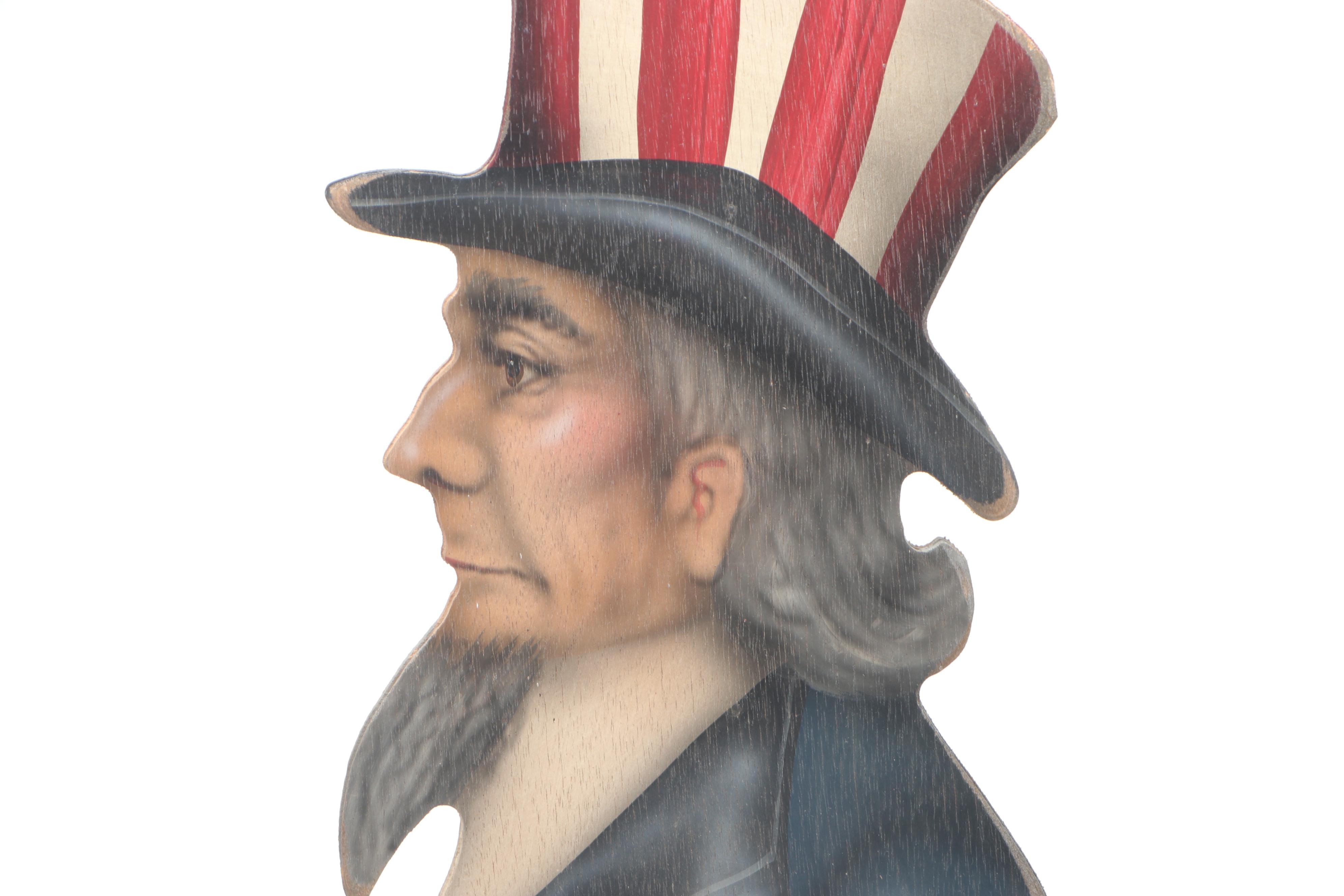 Bonnie Barrett of Boardwalk Studios Hand Painted Wood Cut-Out of Uncle Sam