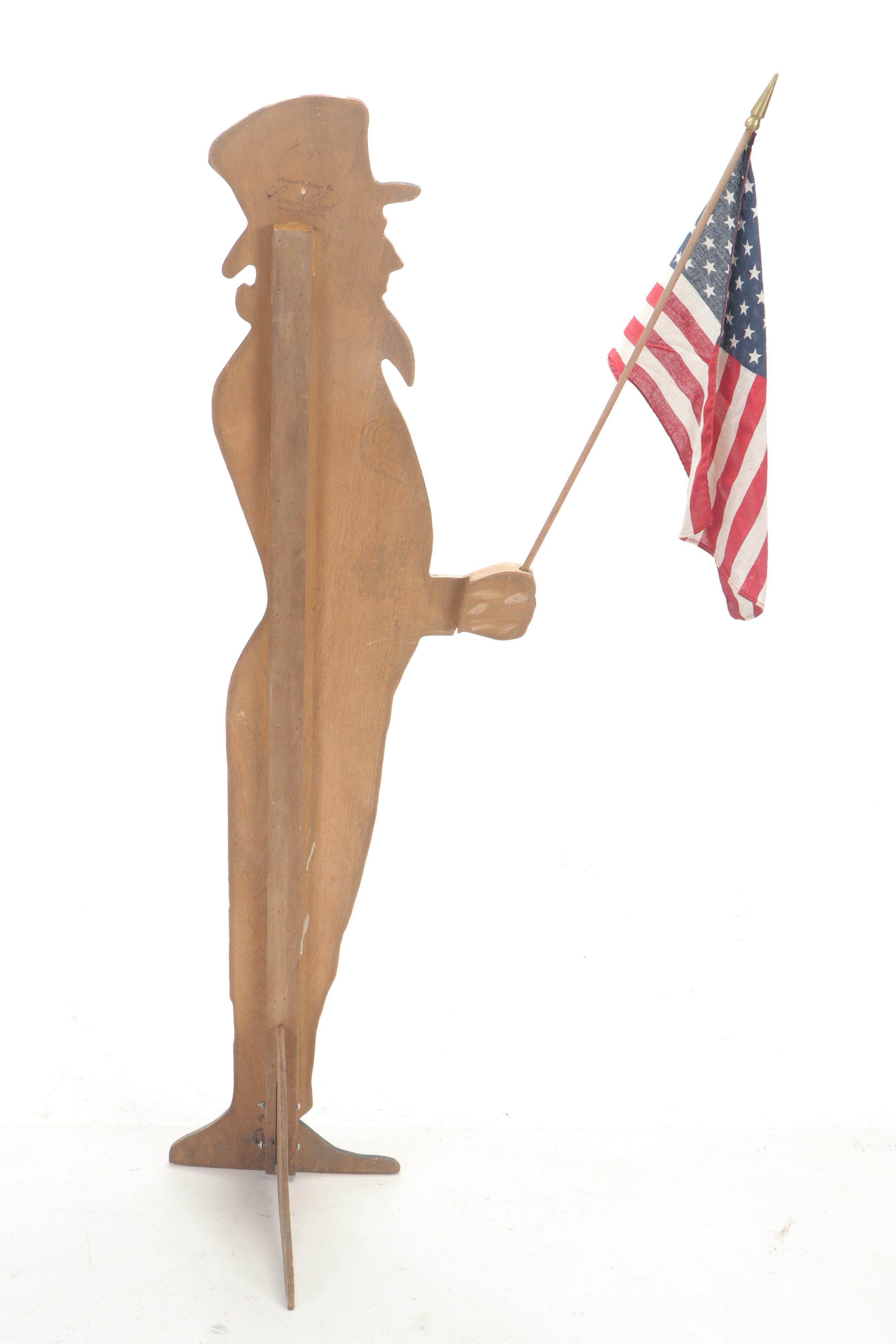 Bonnie Barrett of Boardwalk Studios Hand Painted Wood Cut-Out of Uncle Sam