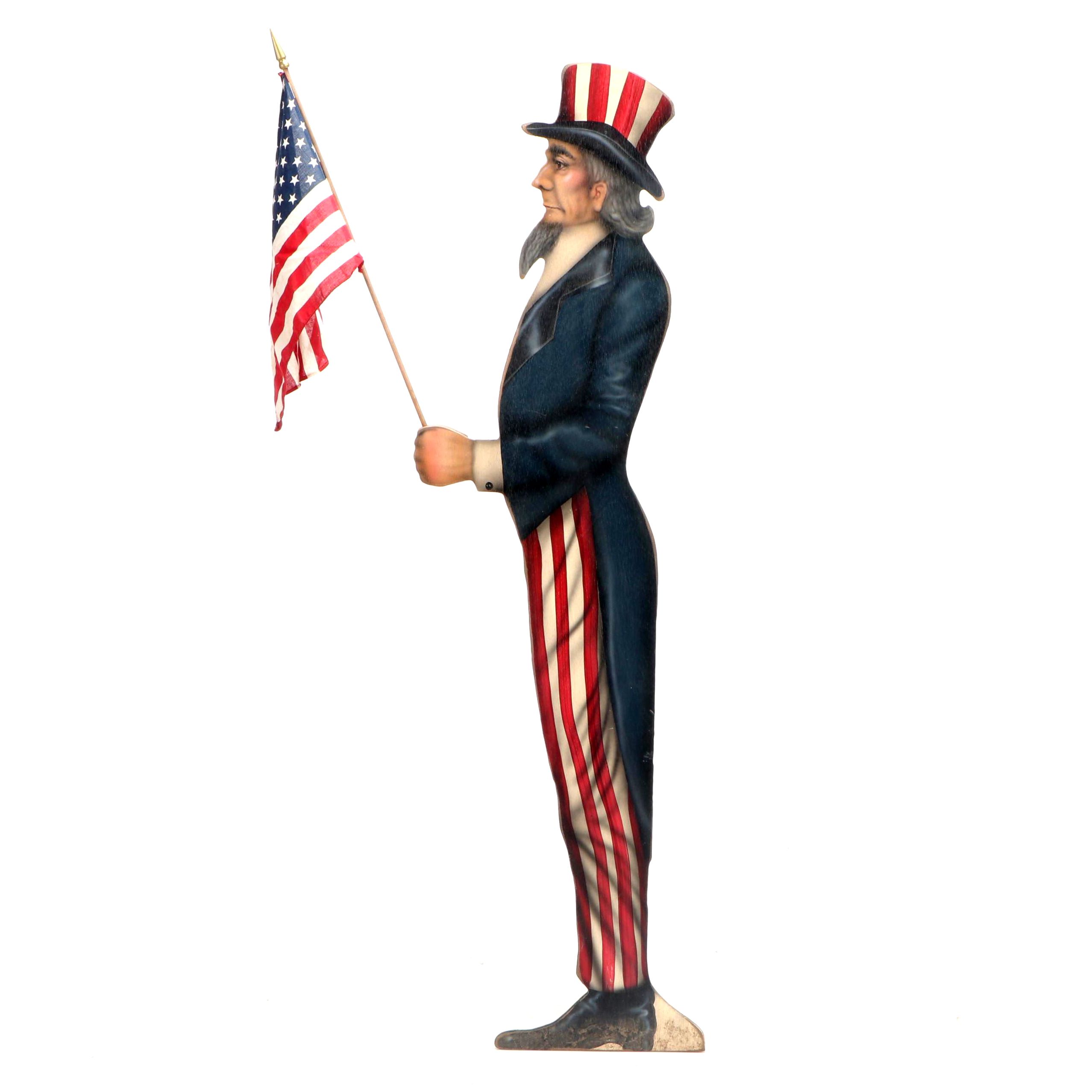 Bonnie Barrett of Boardwalk Studios Hand Painted Wood Cut-Out of Uncle Sam