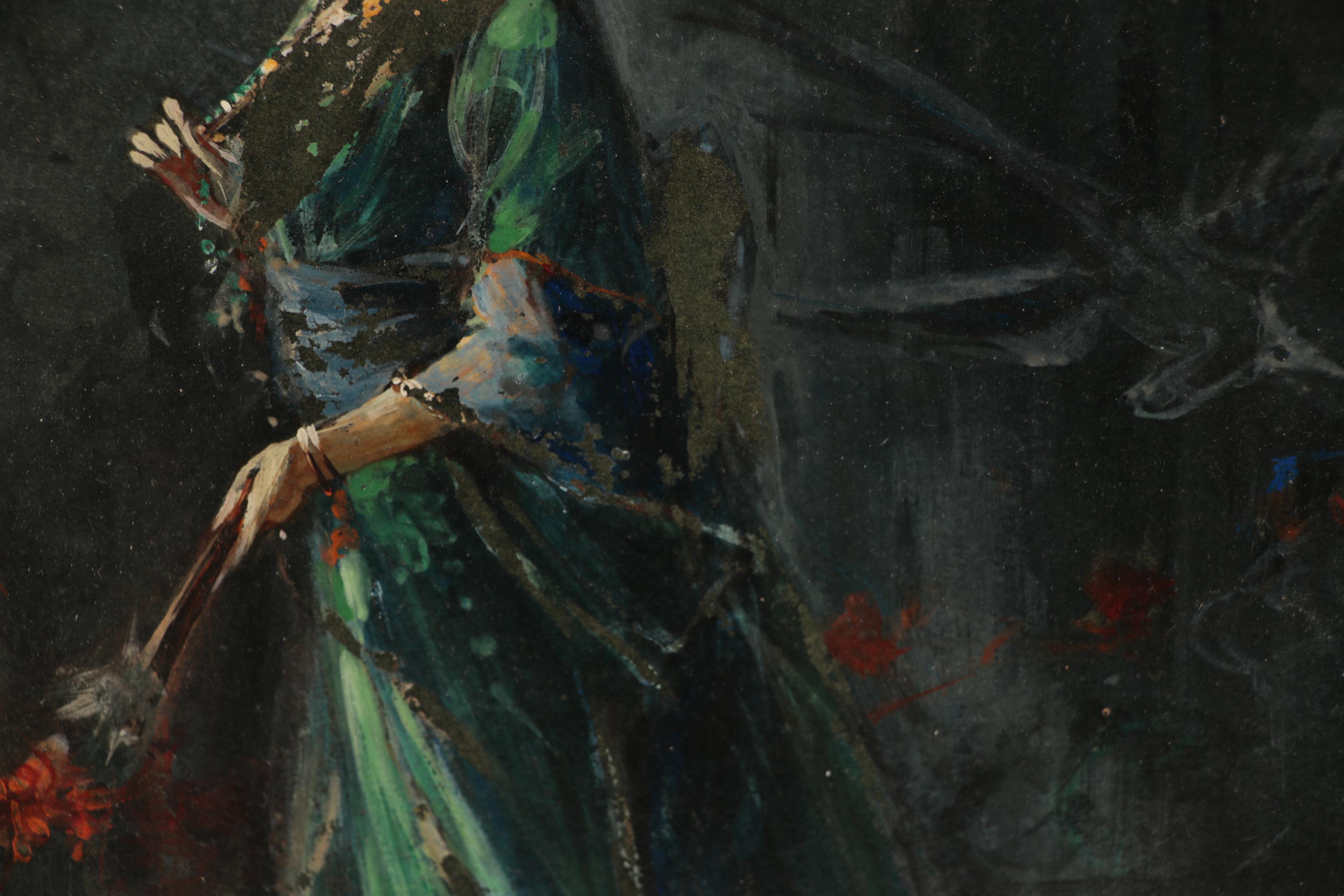 Figural Oil Painting of Edwardian Era Woman