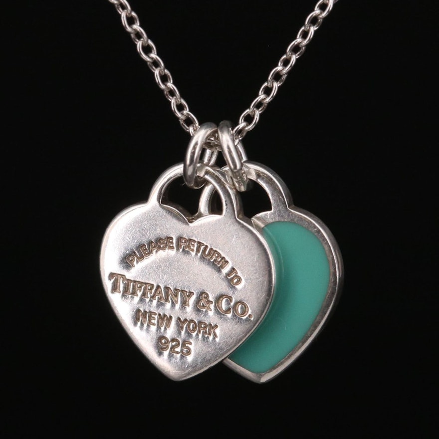 Tiffany & Co. "Return to Tiffany" Sterling Double Heart Necklace